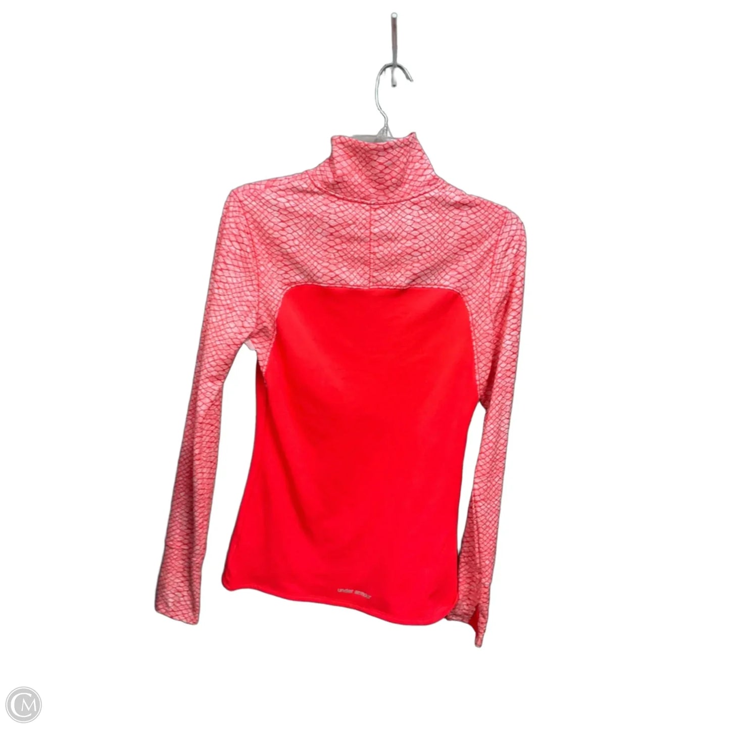 Athletic Top Long Sleeve Collar By Under Armour In Coral, Size: M