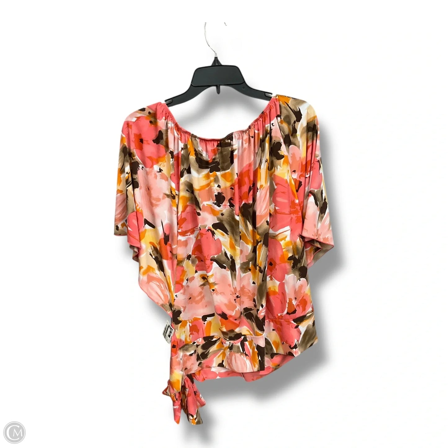 Top Short Sleeve By Ab Studio In Floral Print, Size: L