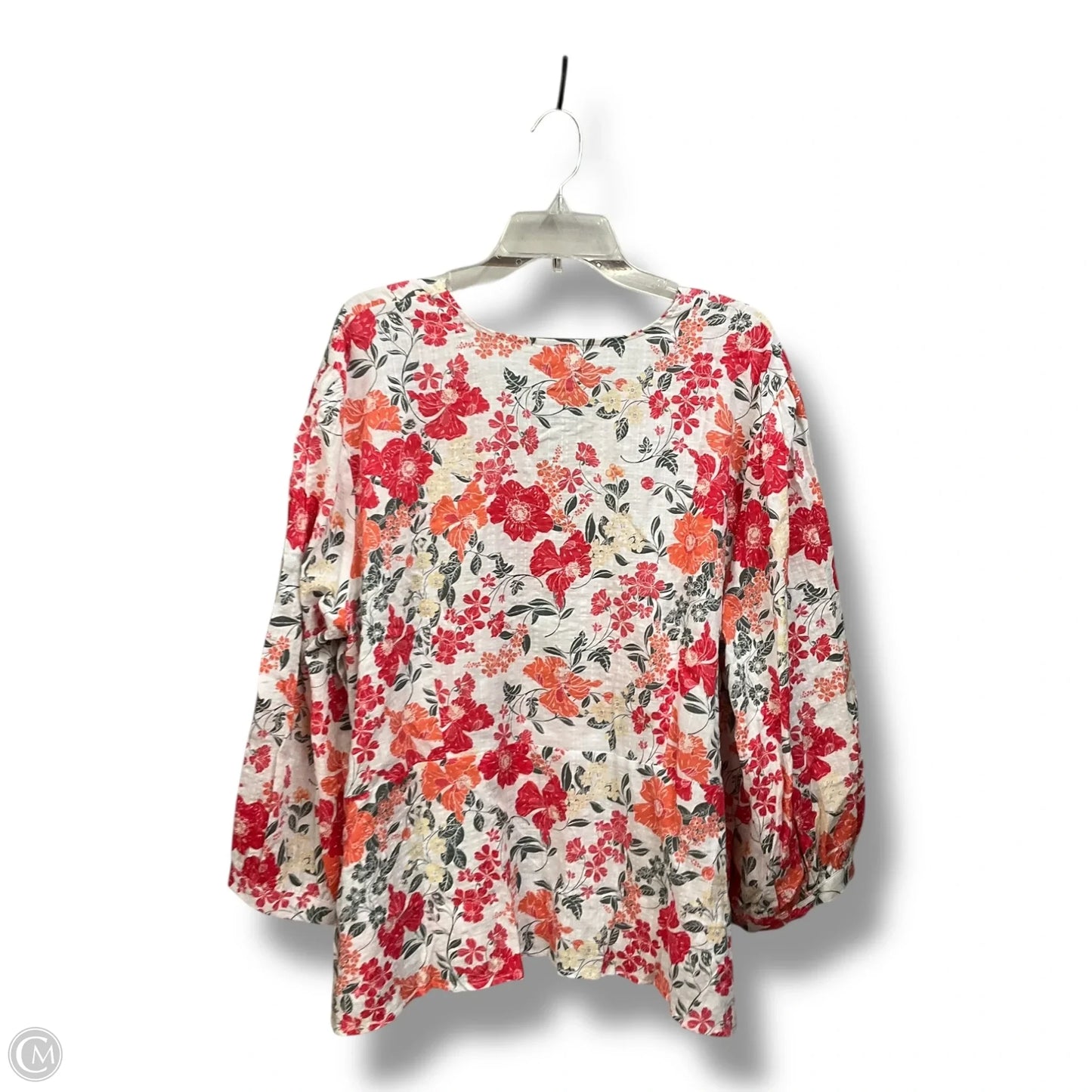 Top 3/4 Sleeve By Liz Claiborne In Floral Print, Size: 3x