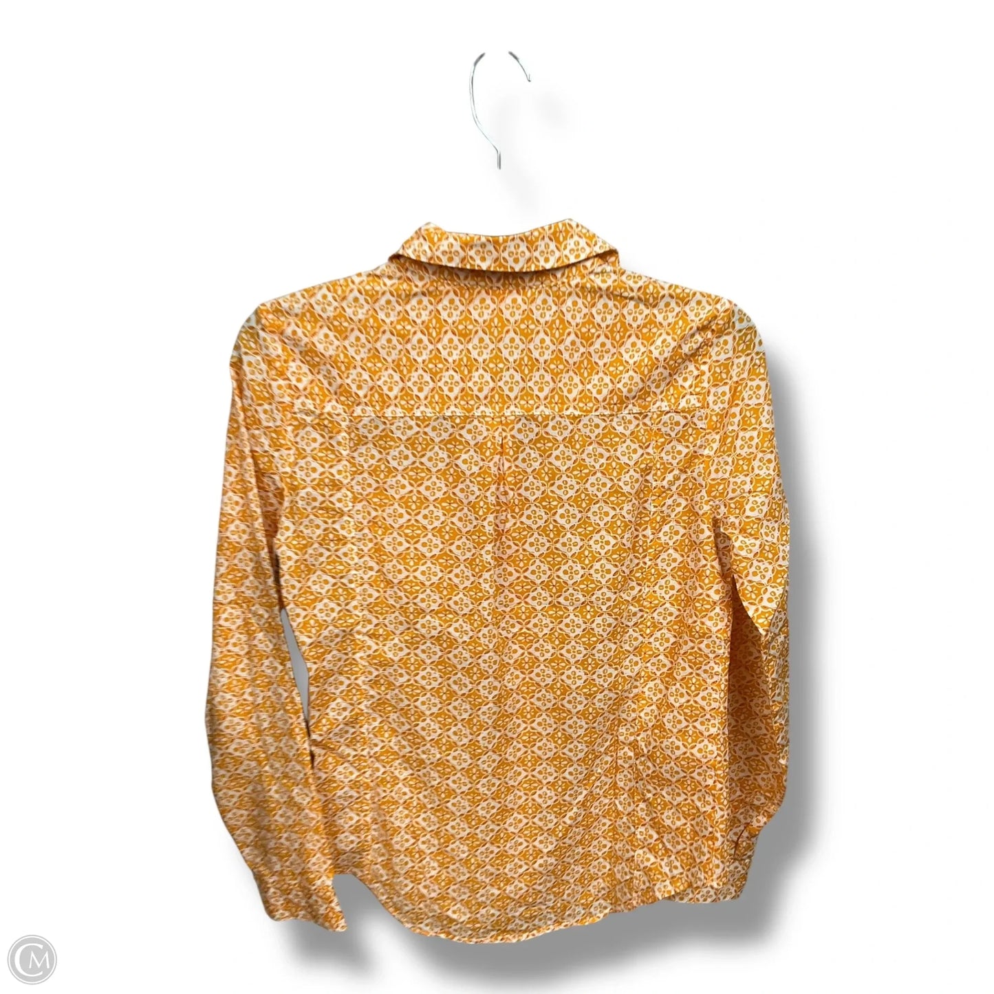 Blouse 3/4 Sleeve By Maeve In Orange & White, Size: S