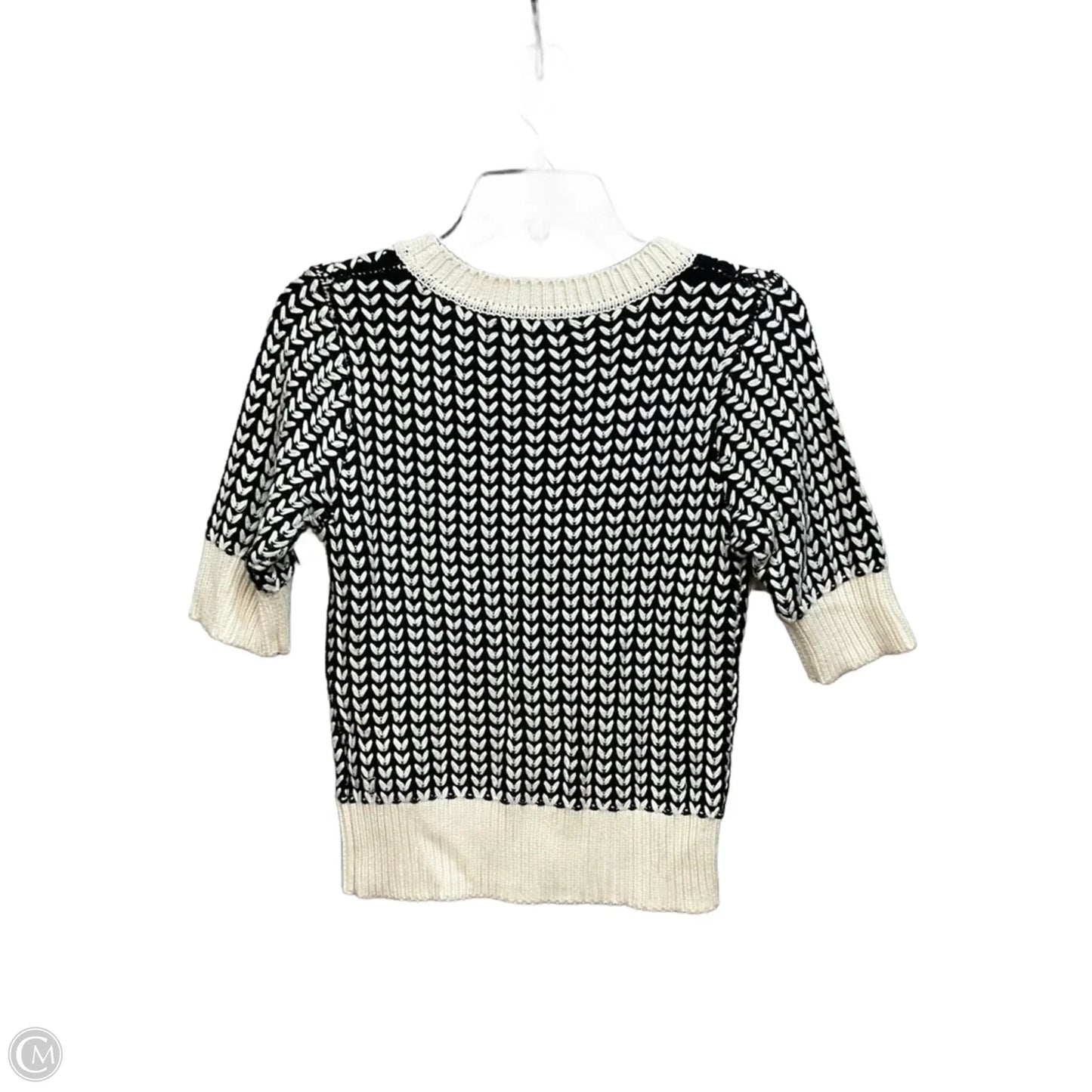 Sweater Short Sleeve By Banana Republic In Black & Cream, Size: Xs