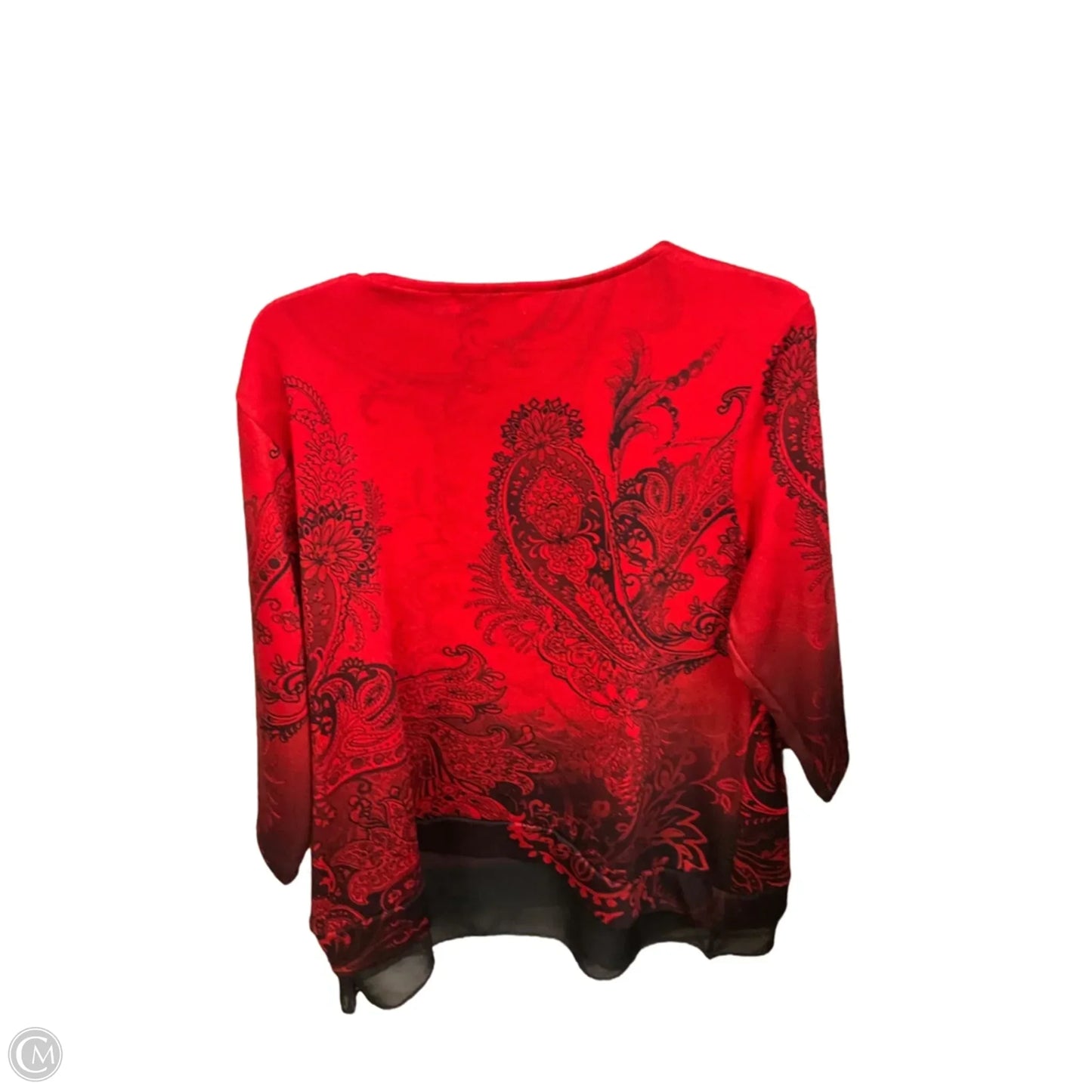 Top 3/4 Sleeve By Cj Banks In Red, Size: 1x