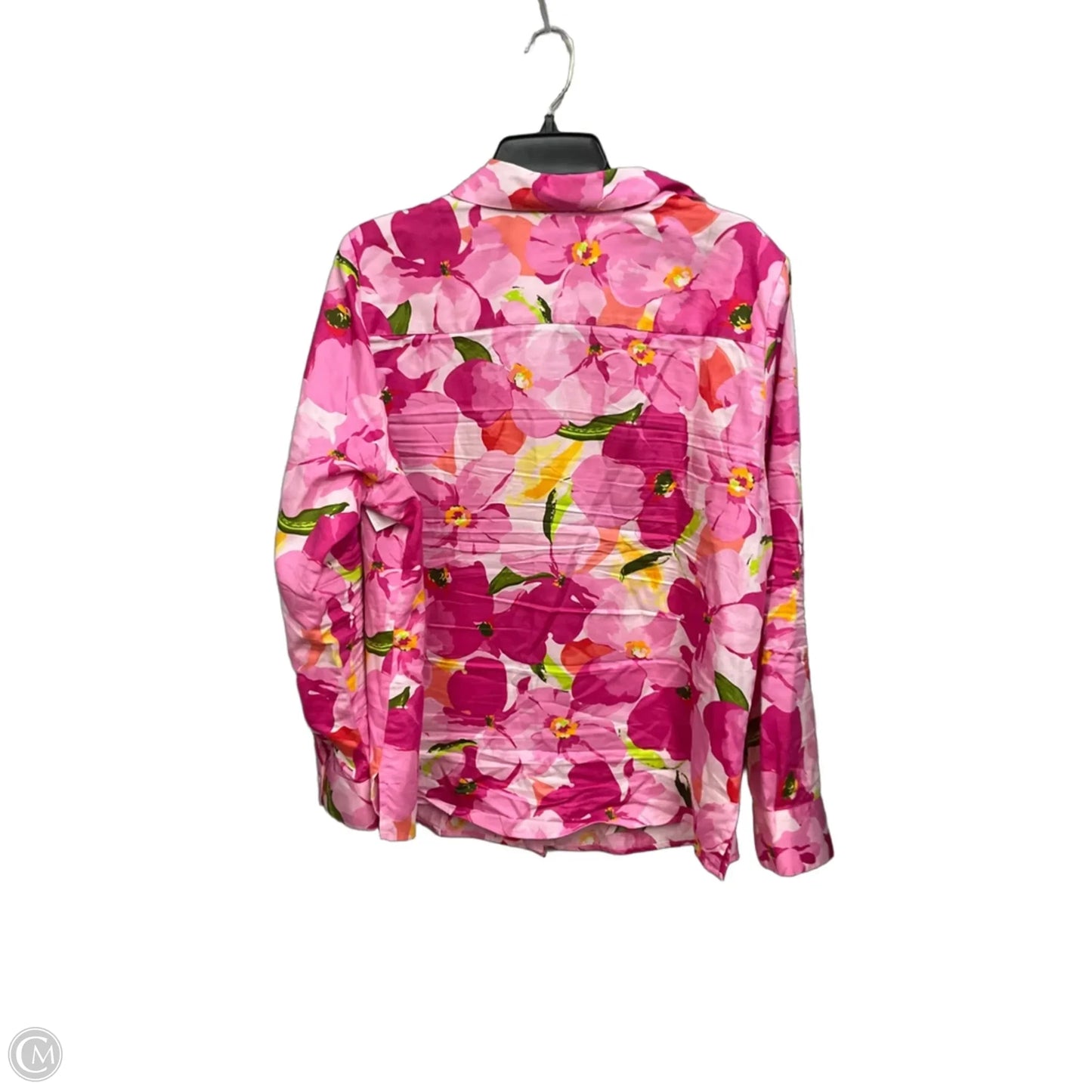 Blouse Long Sleeve By Foxcroft In Floral Print, Size: Xxl