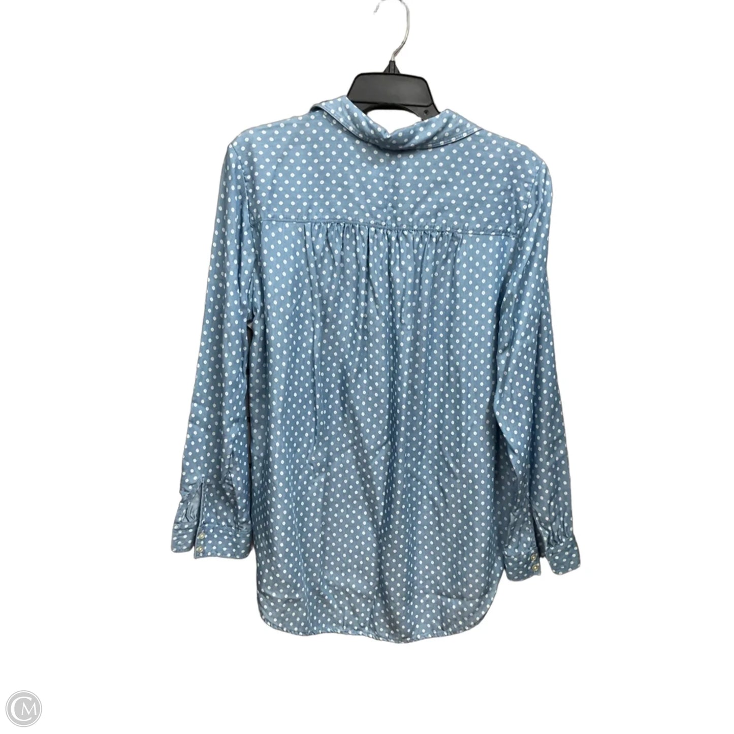 Blouse Long Sleeve By Loft In Polkadot Pattern, Size: Lp