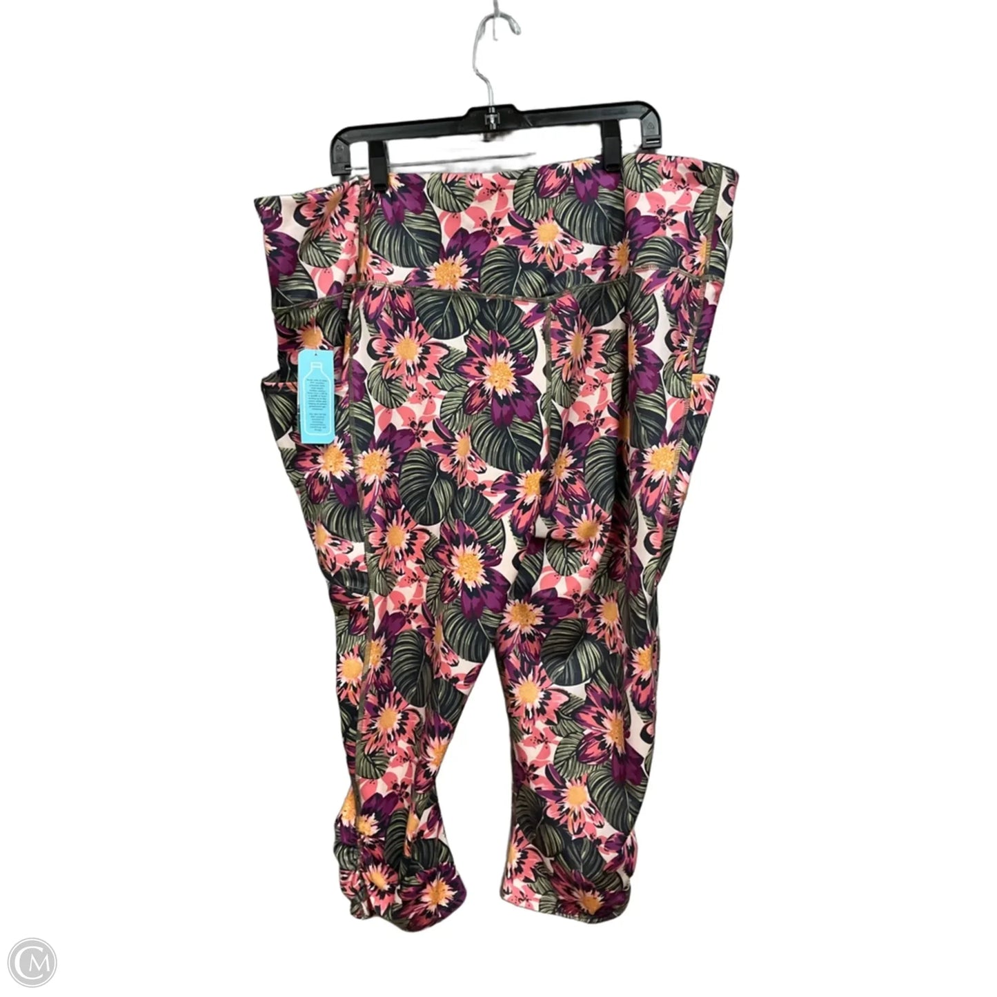 Athletic Pants 2pc By Mta Sport In Floral Print, Size: 3x