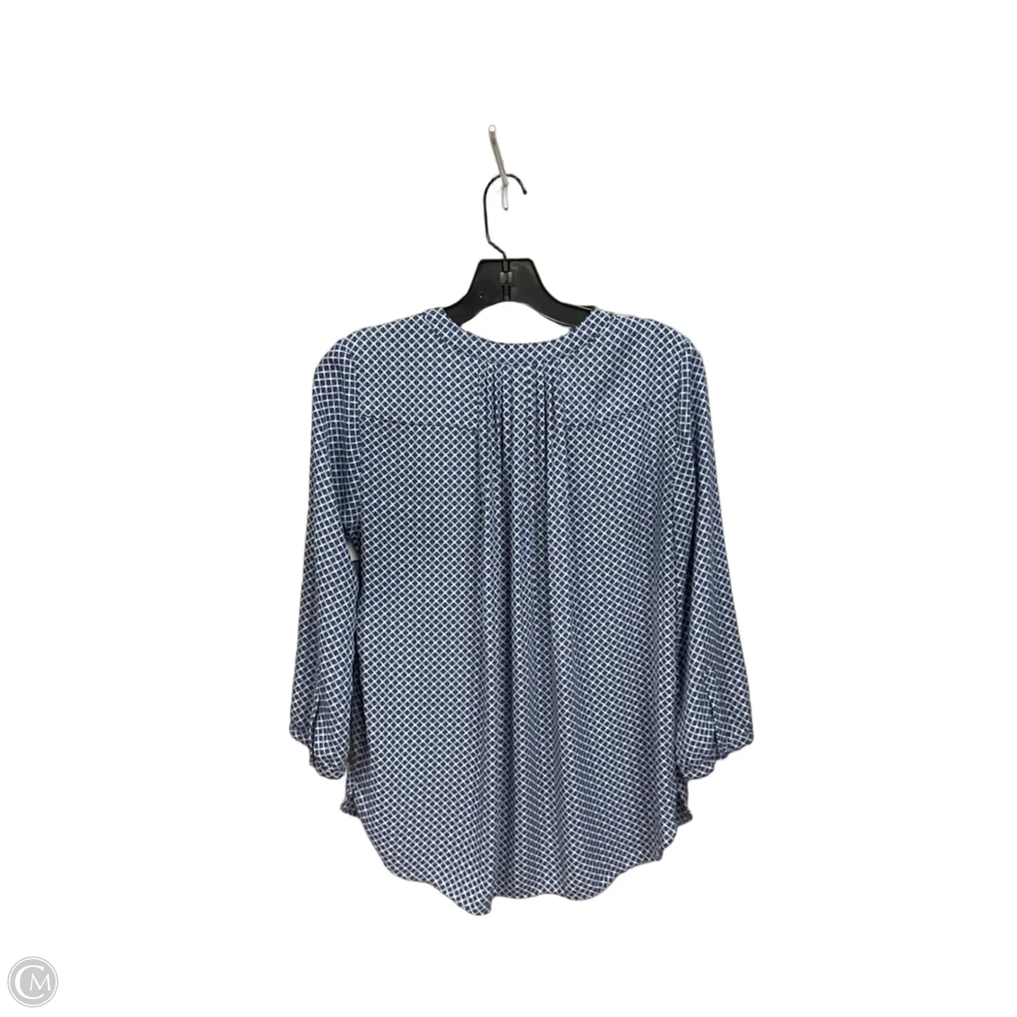 Blouse 3/4 Sleeve By Not Your Daughters Jeans In Blue & White, Size: S
