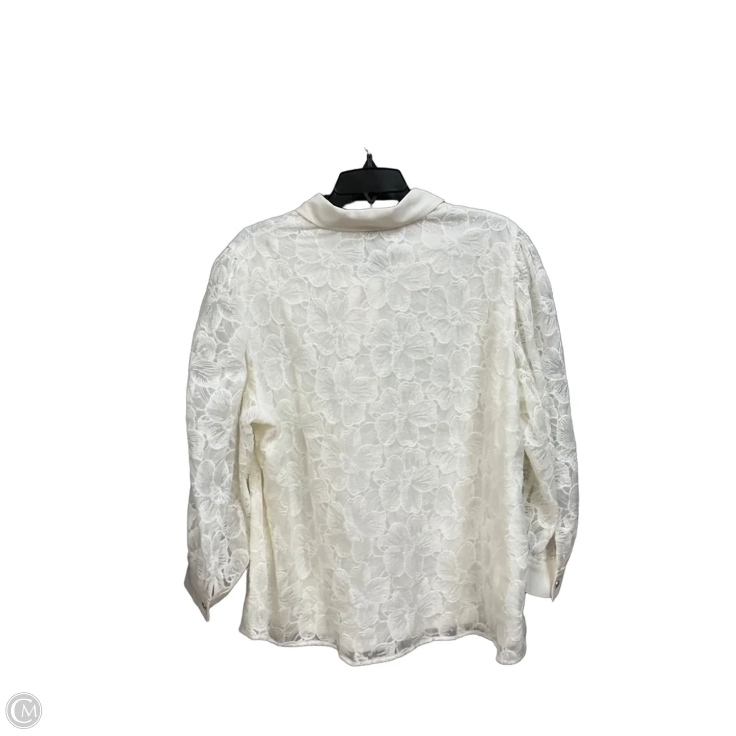 Blouse Long Sleeve By Anne Klein In Cream, Size: Xl