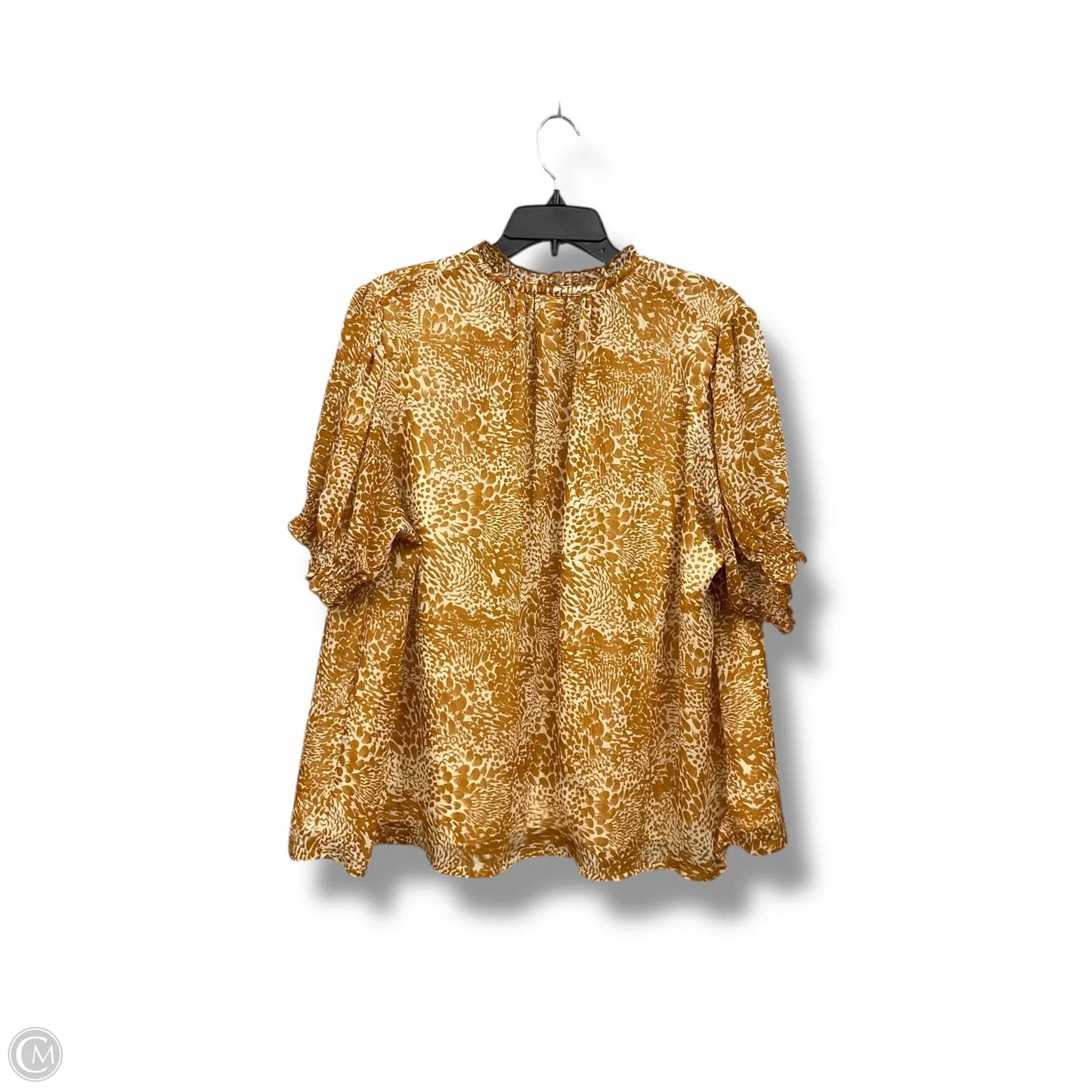 Top Short Sleeve By Ava & Viv In Brown & White, Size: 1x