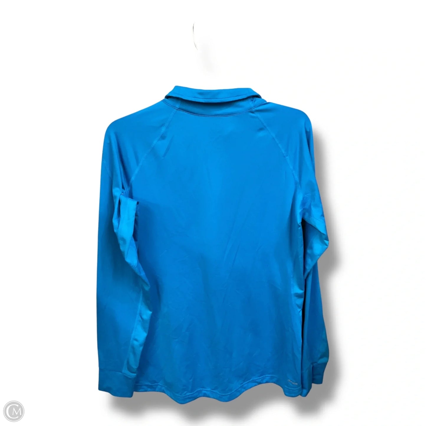 Athletic Top Long Sleeve Collar By Adidas In Teal, Size: L