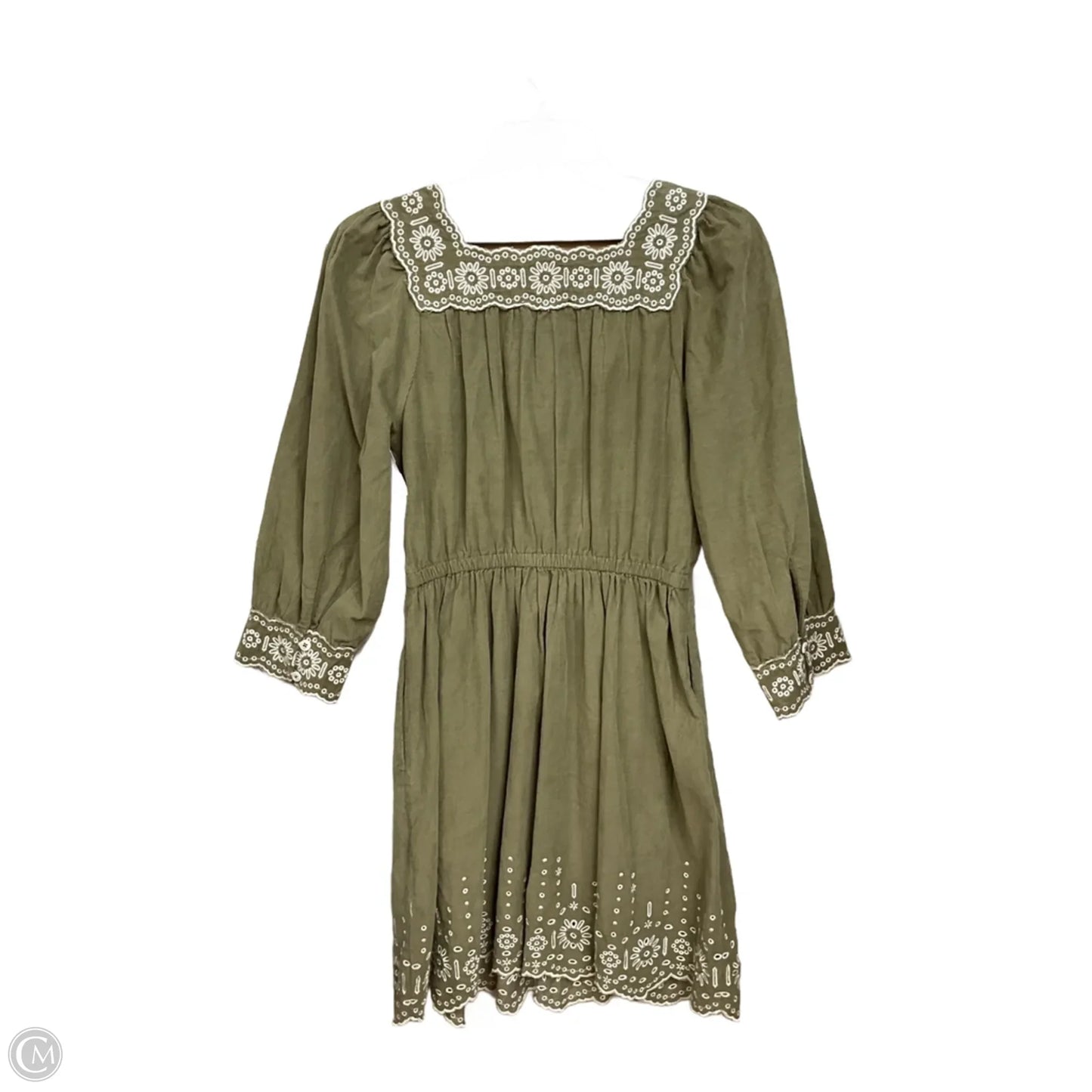 Dress Casual Midi By Madewell In Green & White, Size: Xxs