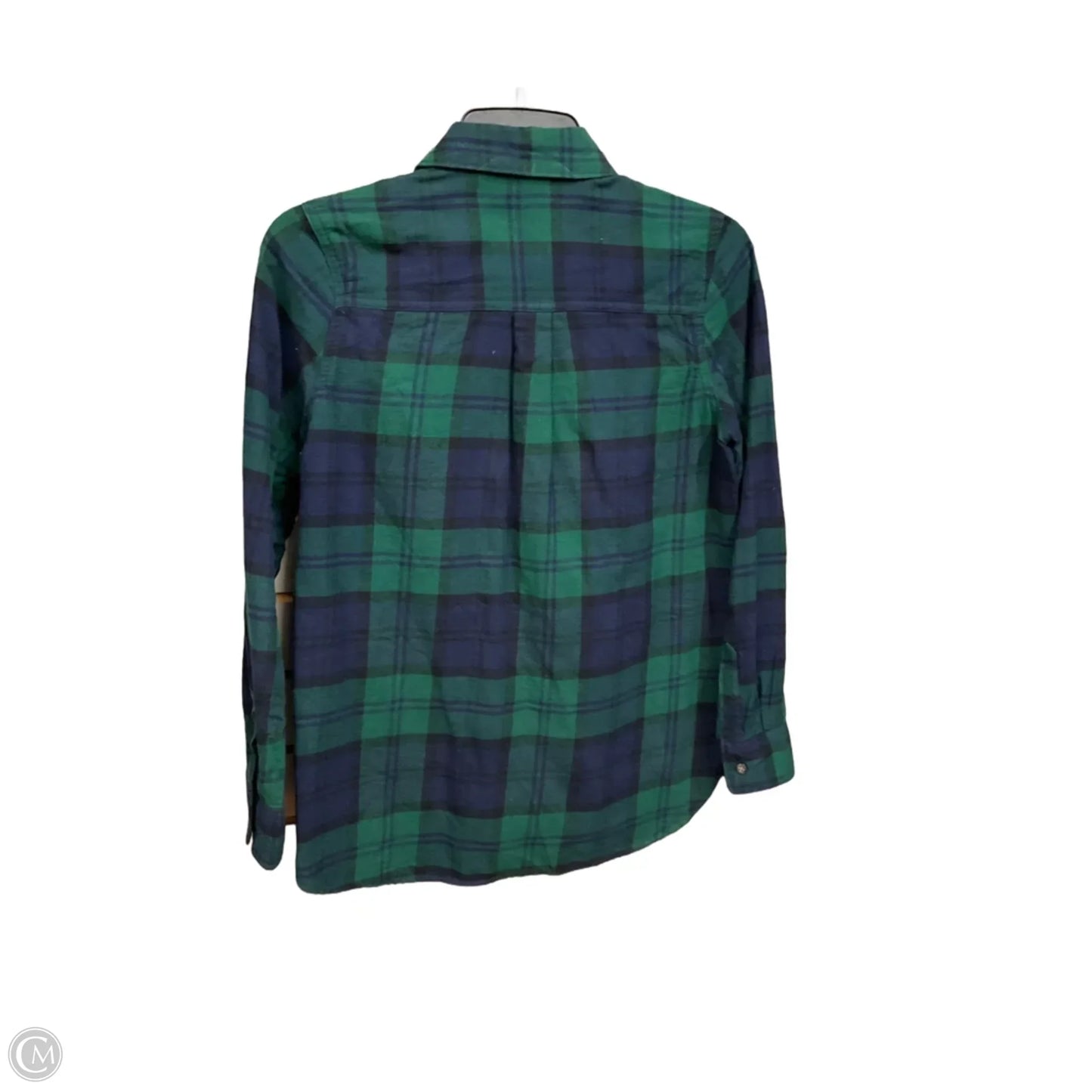 Blouse Long Sleeve By Old Navy In Plaid Pattern, Size: Xs