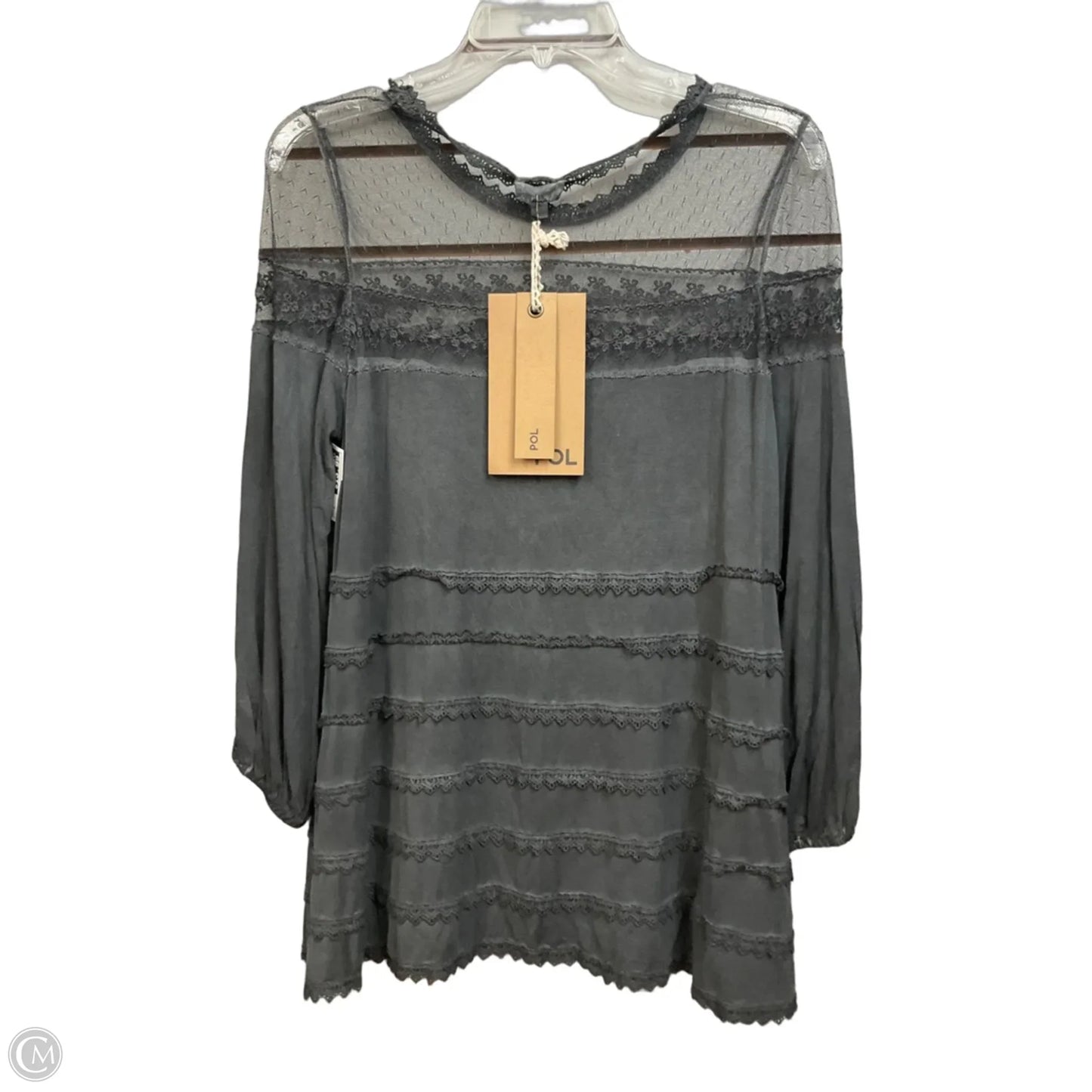 Top 3/4 Sleeve By Pol In Grey, Size: S