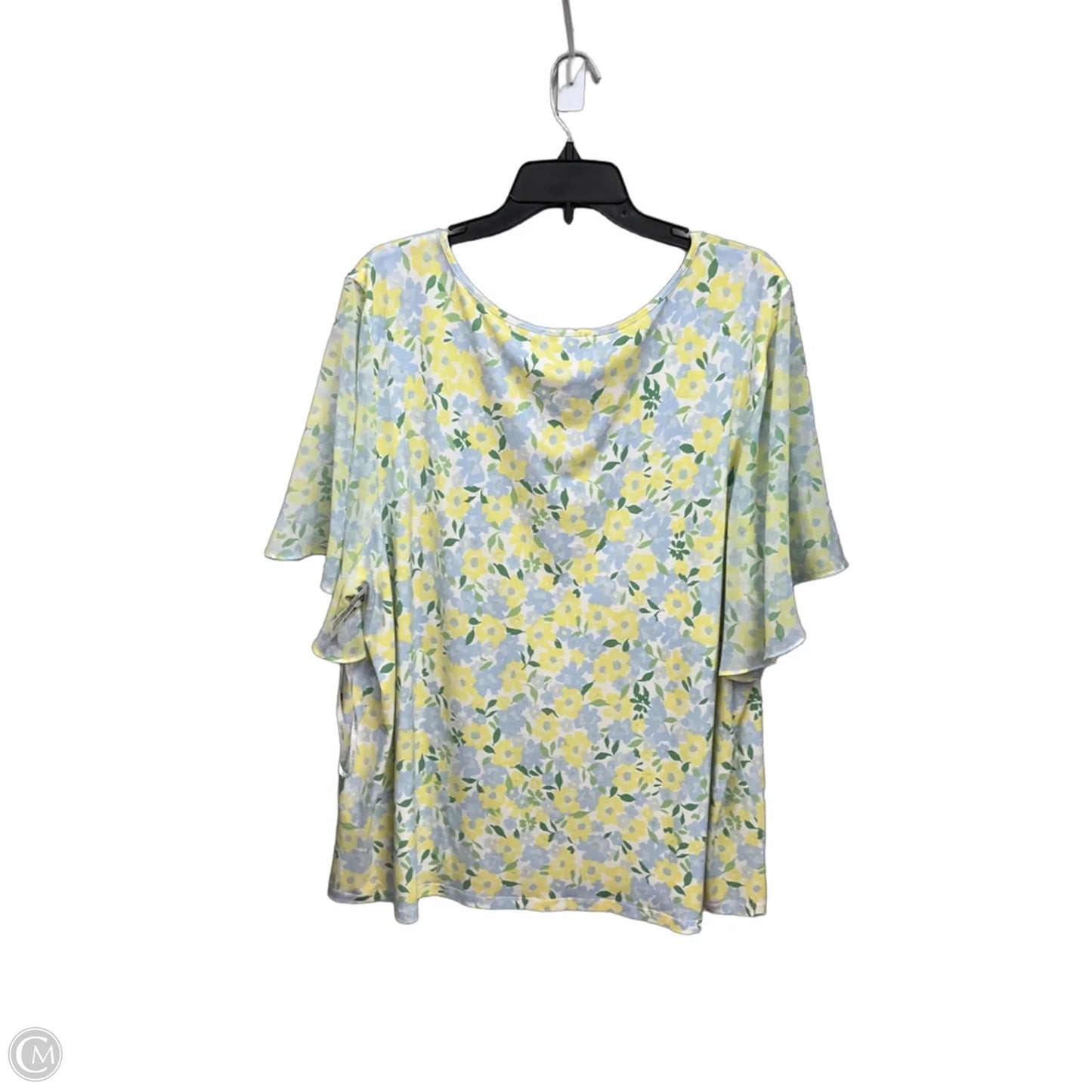 Top Short Sleeve By Calvin Klein In Green & Yellow, Size: 3x