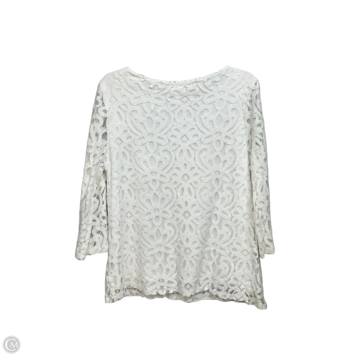 Top 3/4 Sleeve By Charter Club In White, Size: L