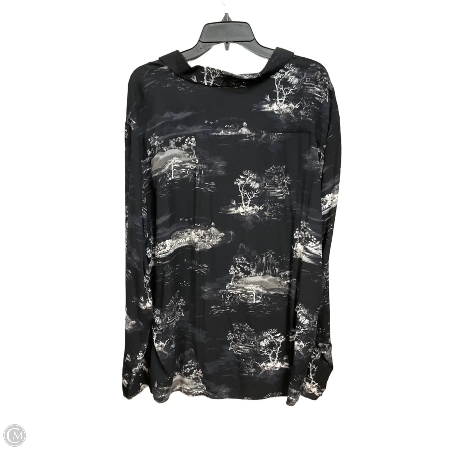 Blouse Long Sleeve By H&m In Black & Grey, Size: Xxl