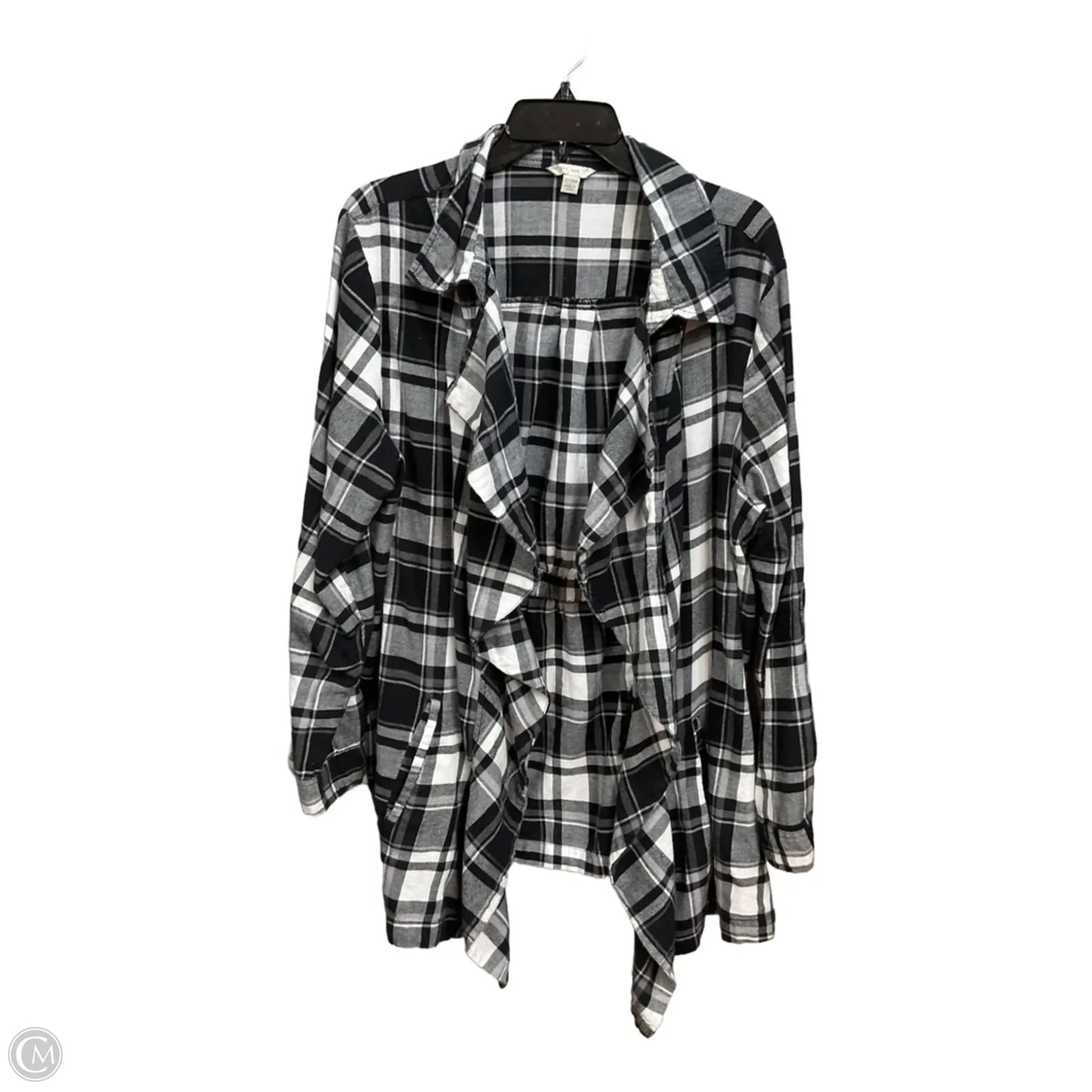 Cardigan By Clothes Mentor In Black & White, Size: 2x