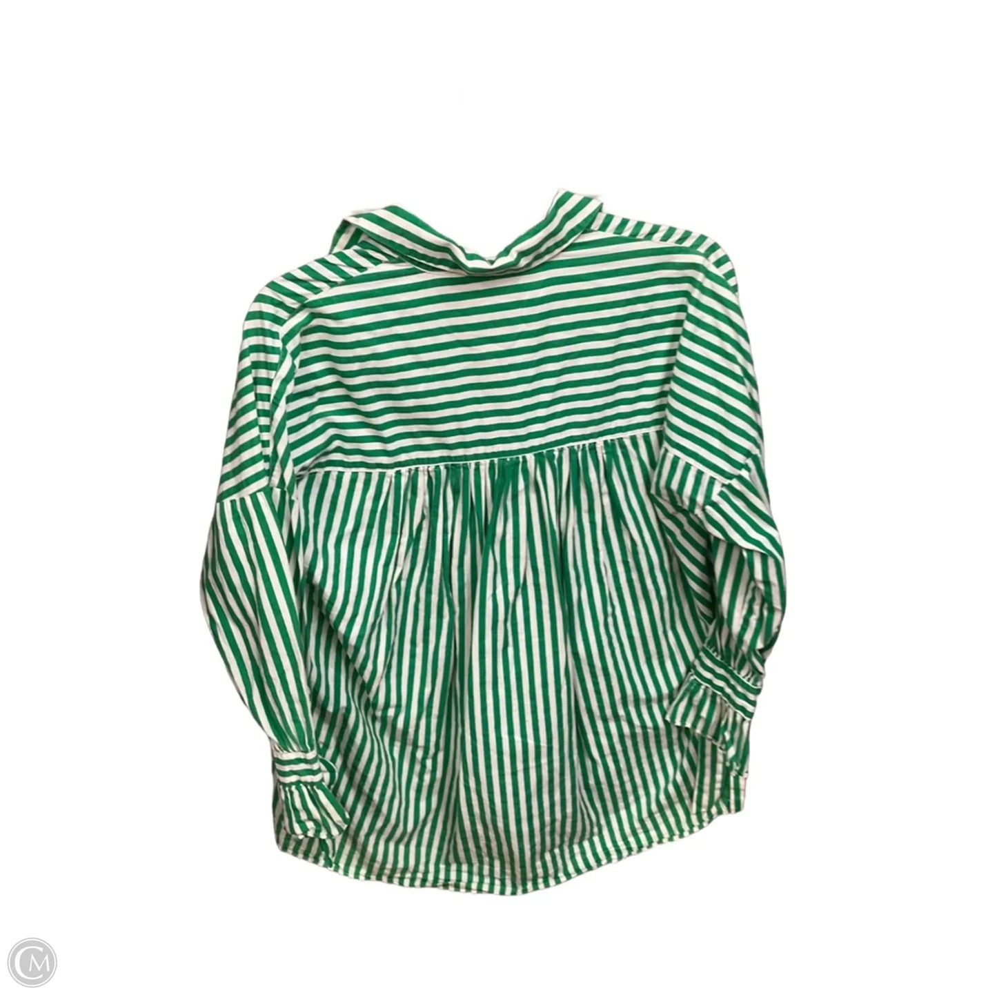 Top 3/4 Sleeve By Zara In Green & White, Size: M