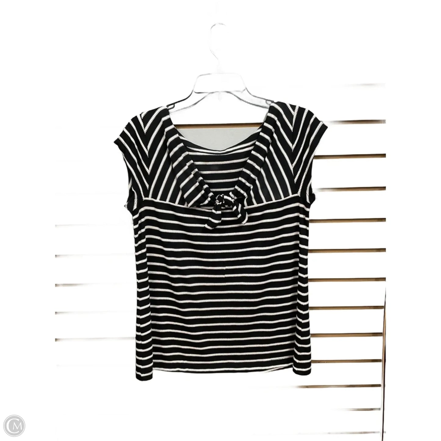 Top Short Sleeve By Loft In Black & White, Size: M