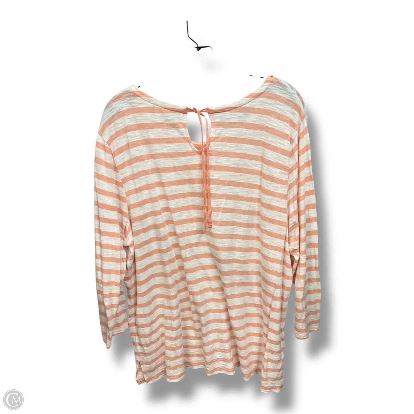 Top 3/4 Sleeve By Chicos In Pink & White, Size: Xxl