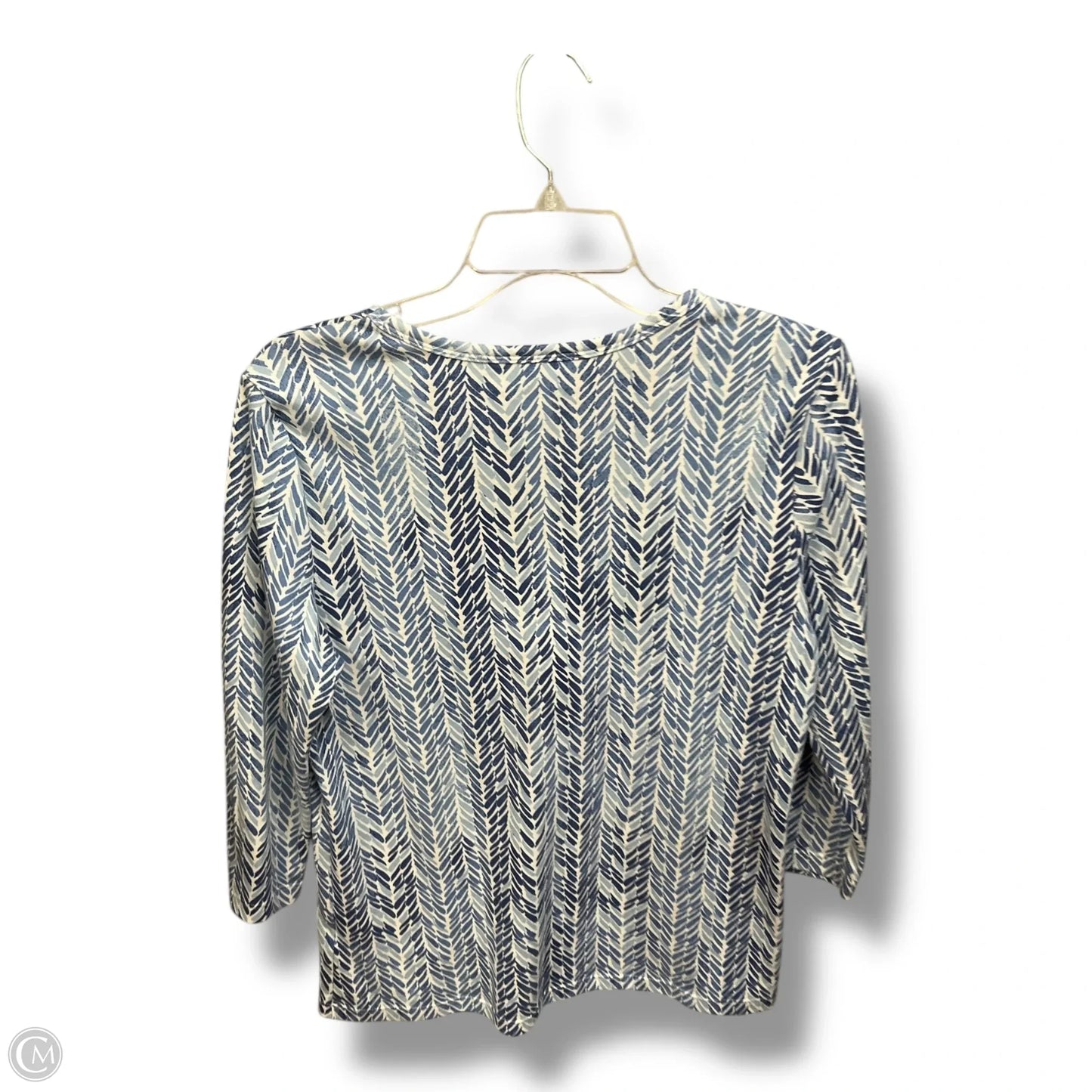 Top Long Sleeve By Karen Scott In Blue & White, Size: M