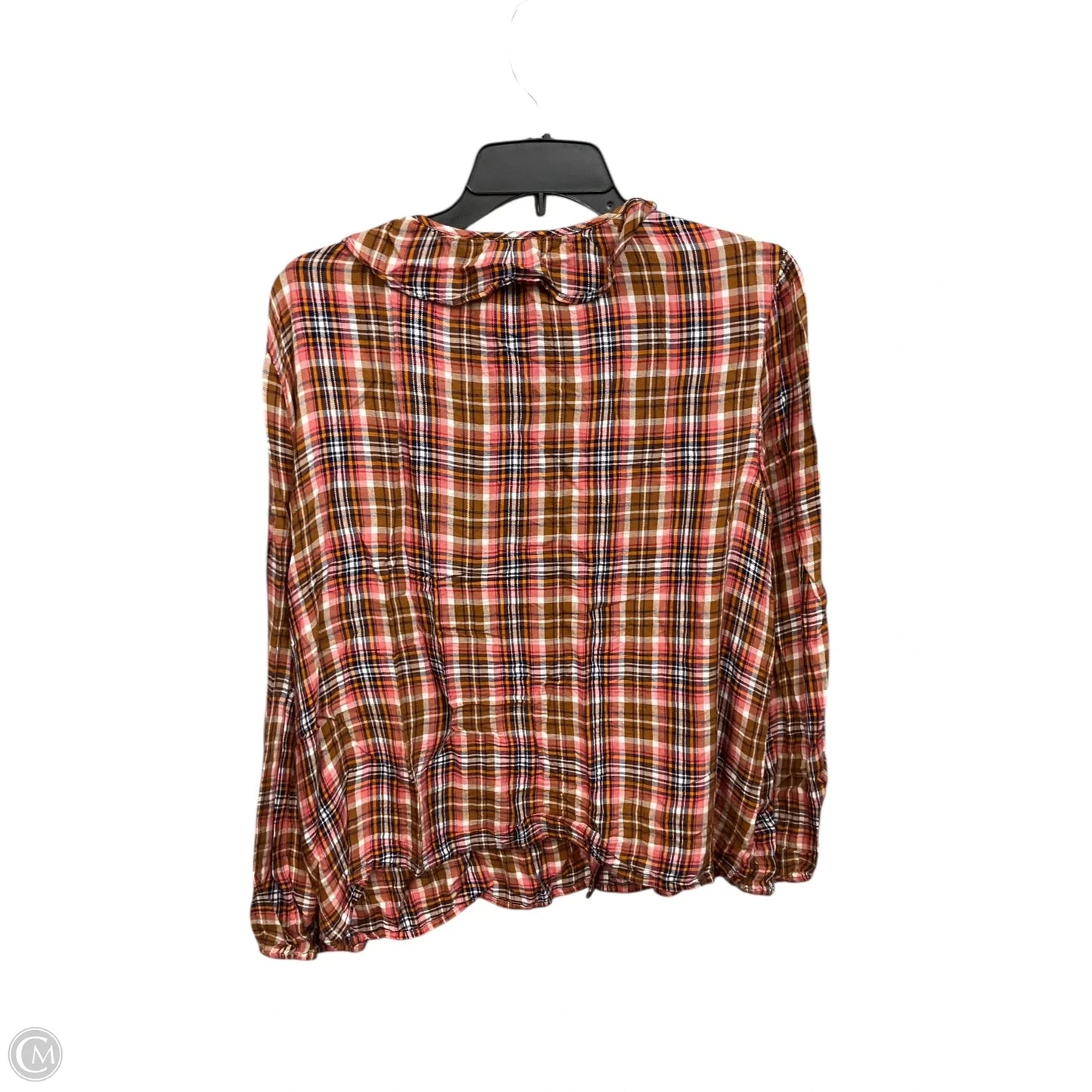 Blouse Long Sleeve By Point Sur In Plaid Pattern, Size: L