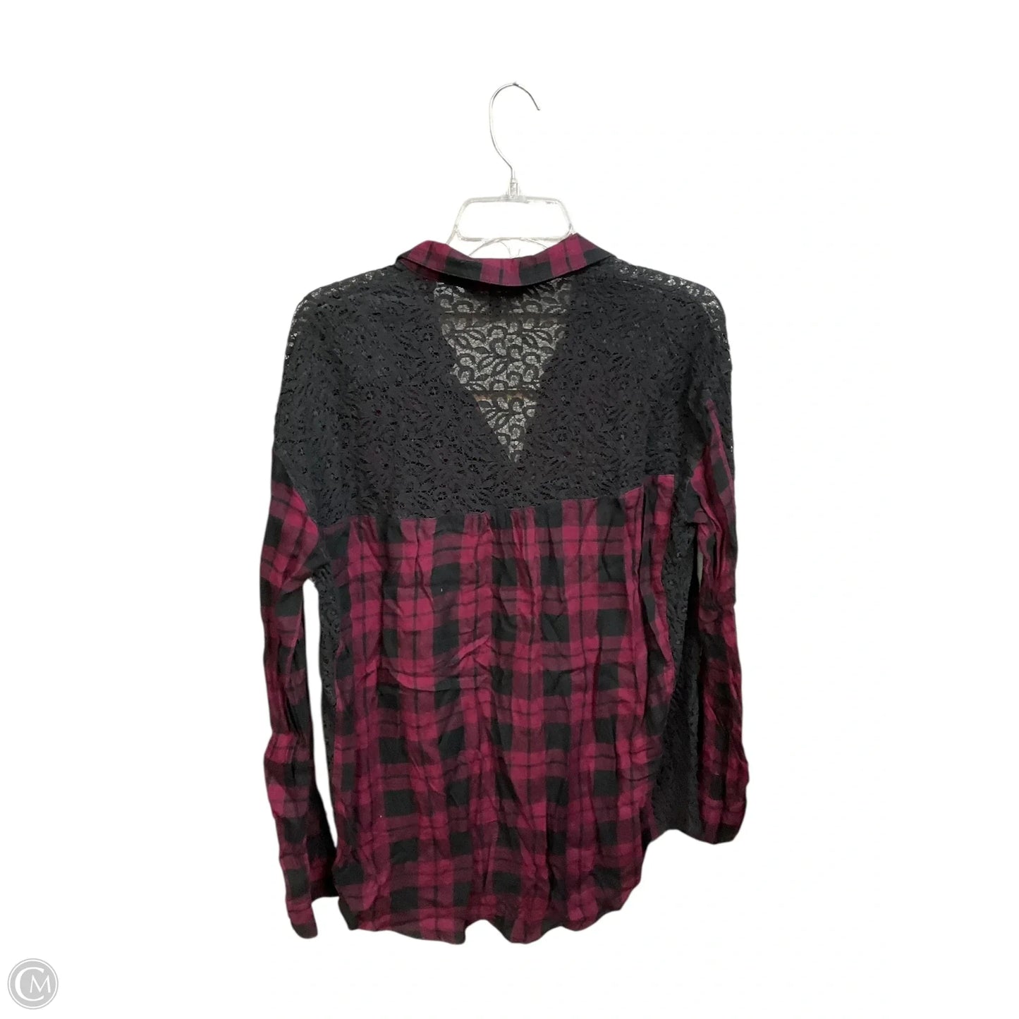 Blouse Long Sleeve By Express In Plaid Pattern, Size: M
