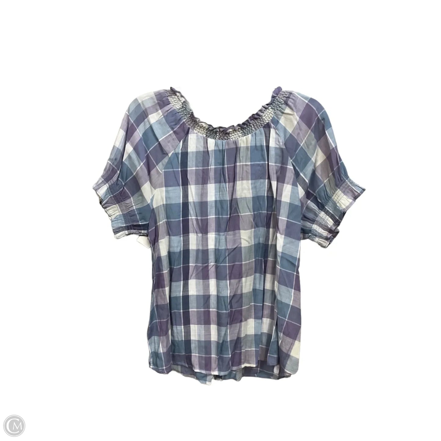 Top Short Sleeve Basic By Clothes Mentor In Plaid Pattern, Size: Xl
