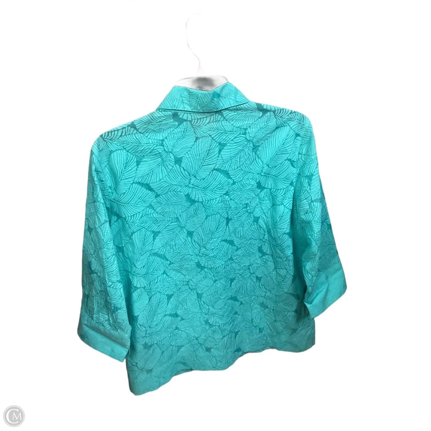 Blouse 3/4 Sleeve By Hearts Of Palm In Teal, Size: M