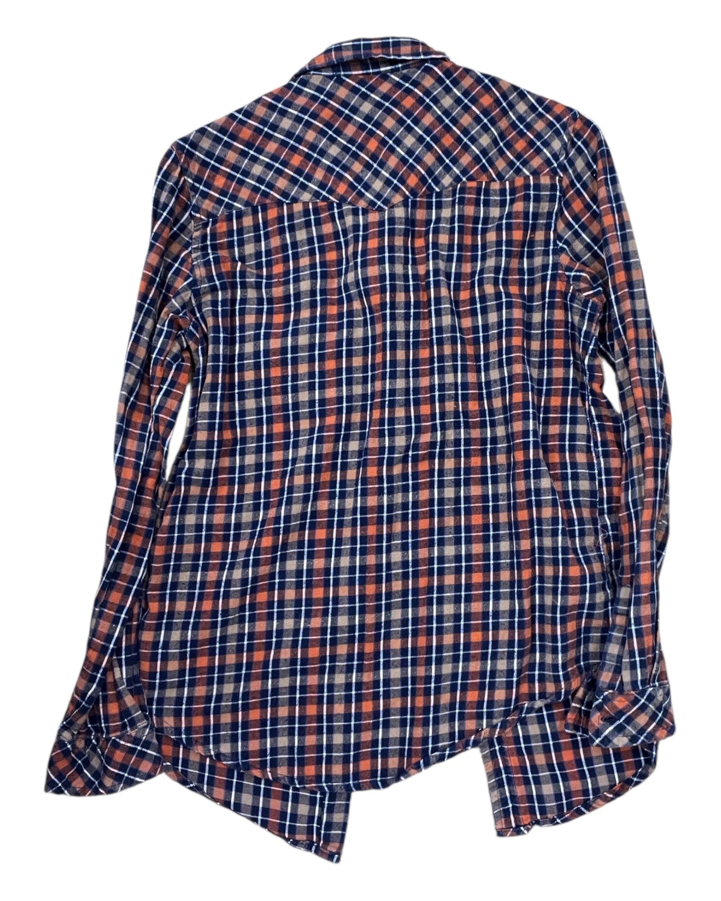 Blouse Ls By Angie In Blue & Orange, Size:L