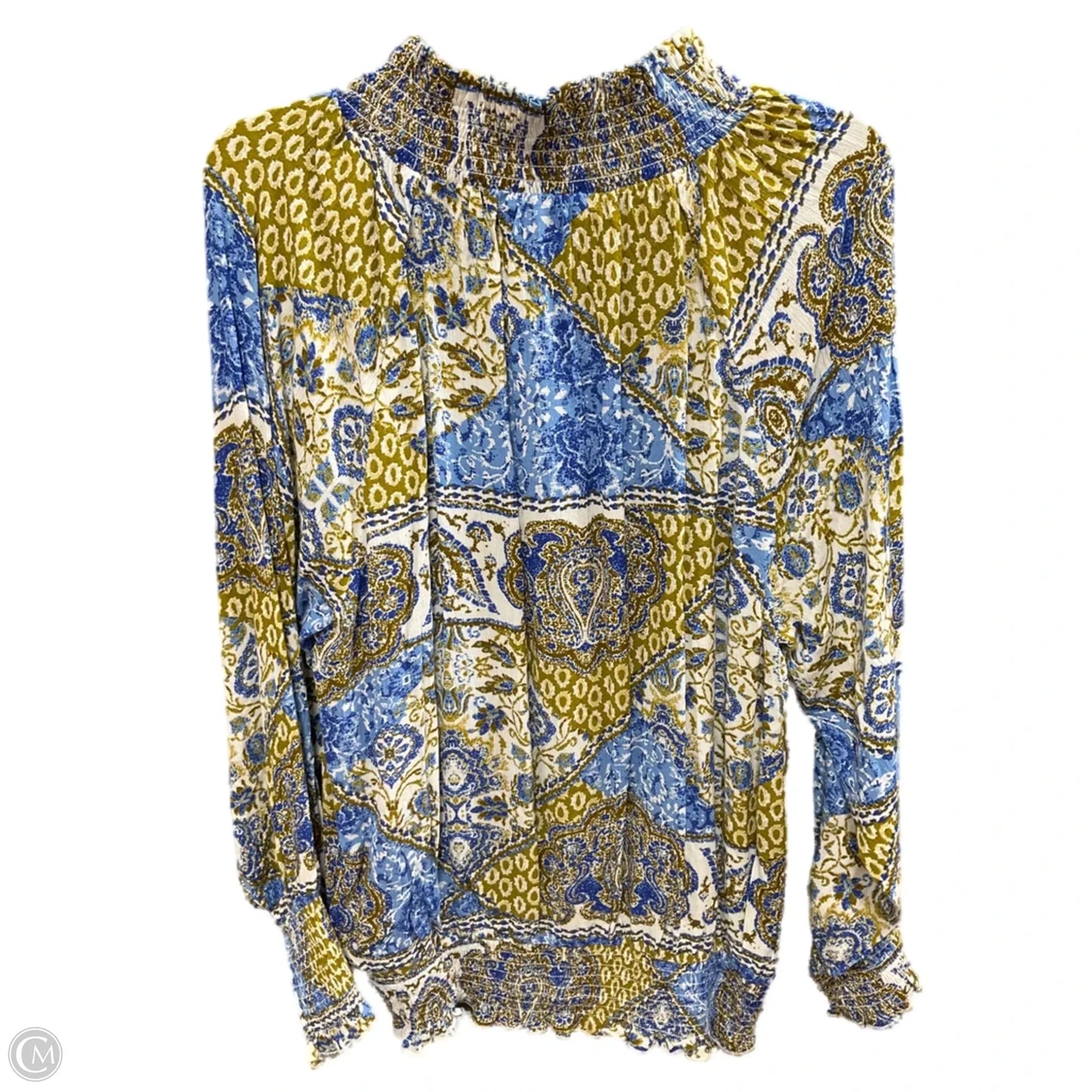 Top Long Sleeve By Lascana In Blue & White, Size: Onesize