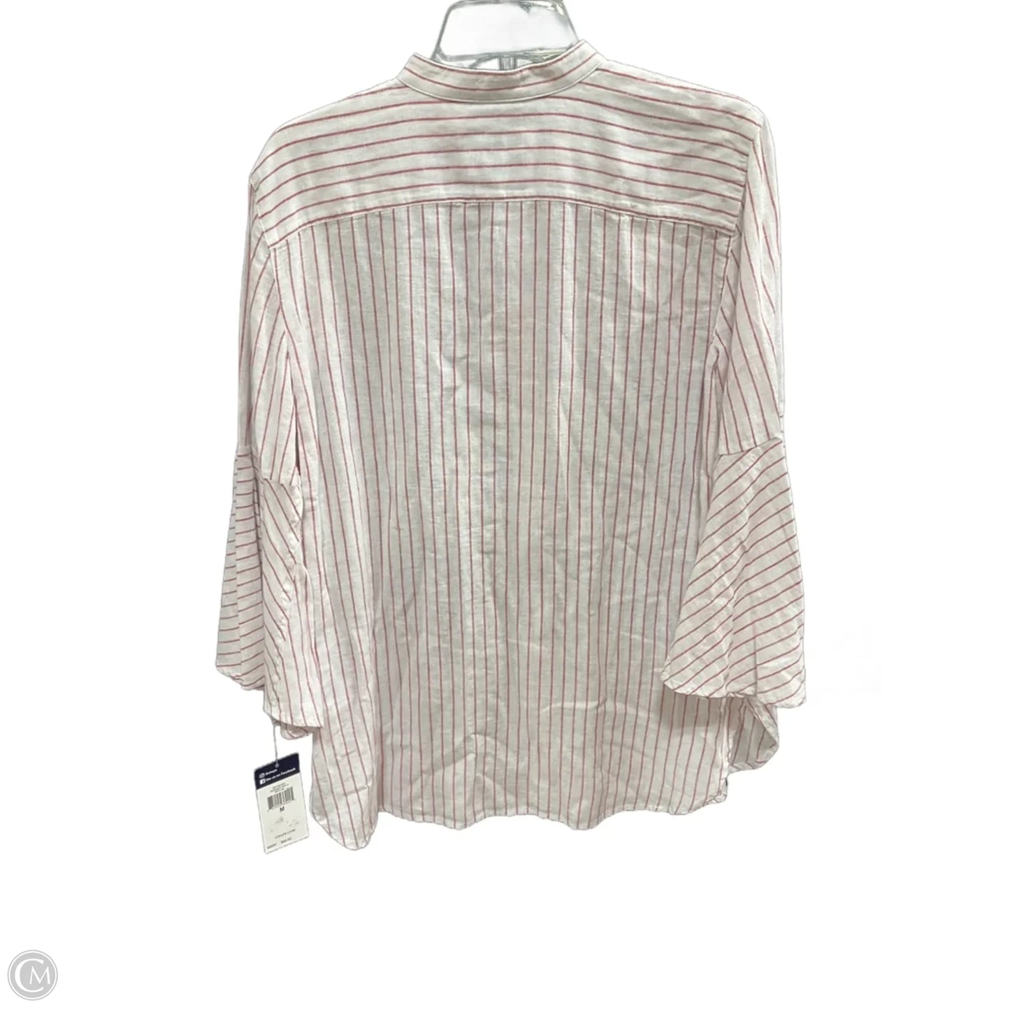 Top 3/4 Sleeve Basic By Chaps In Striped Pattern, Size: M