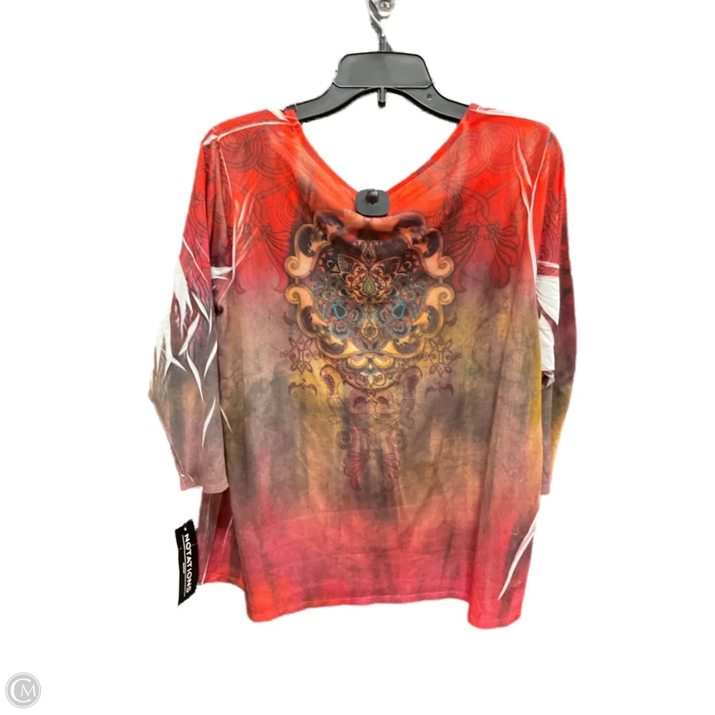 Top 3/4 Sleeve Basic By Notations In Multi-colored, Size: 2x