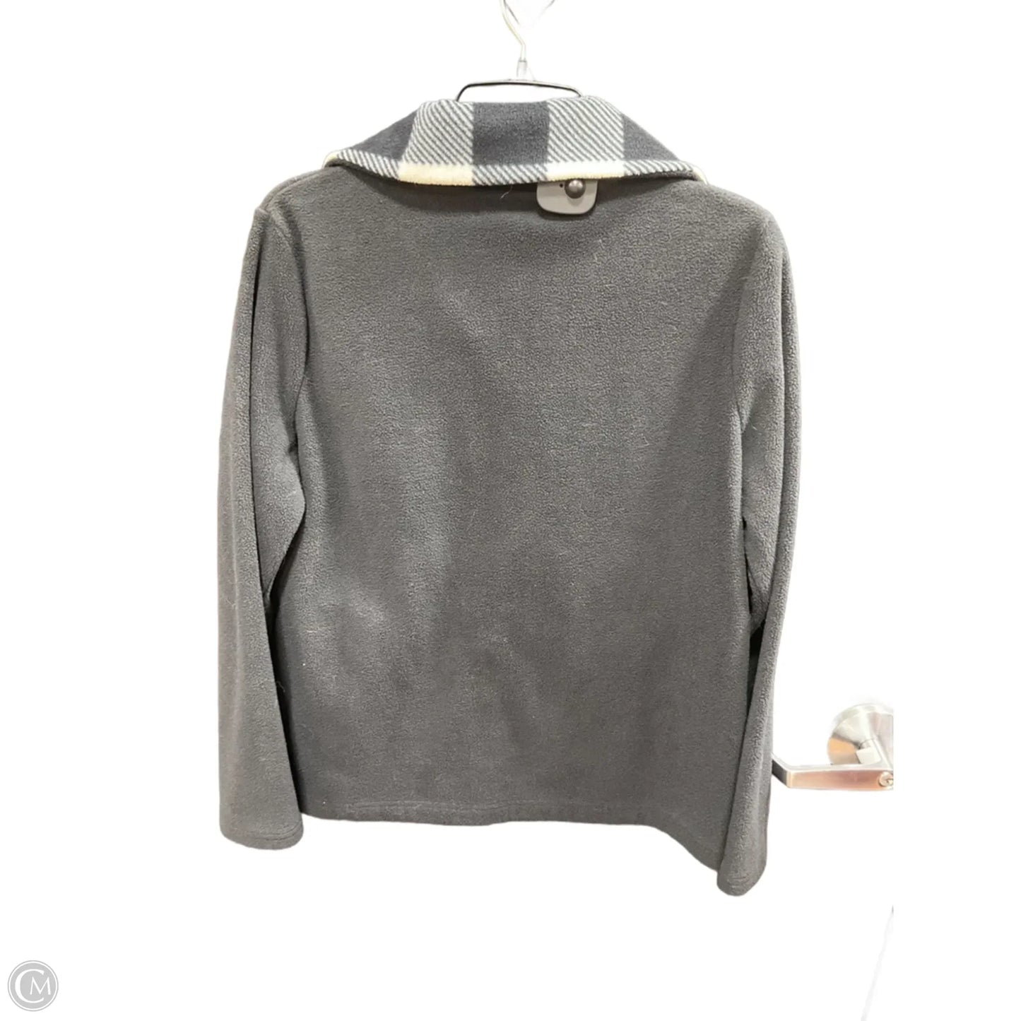 Jacket Fleece By Chaps In Black & White, Size: L