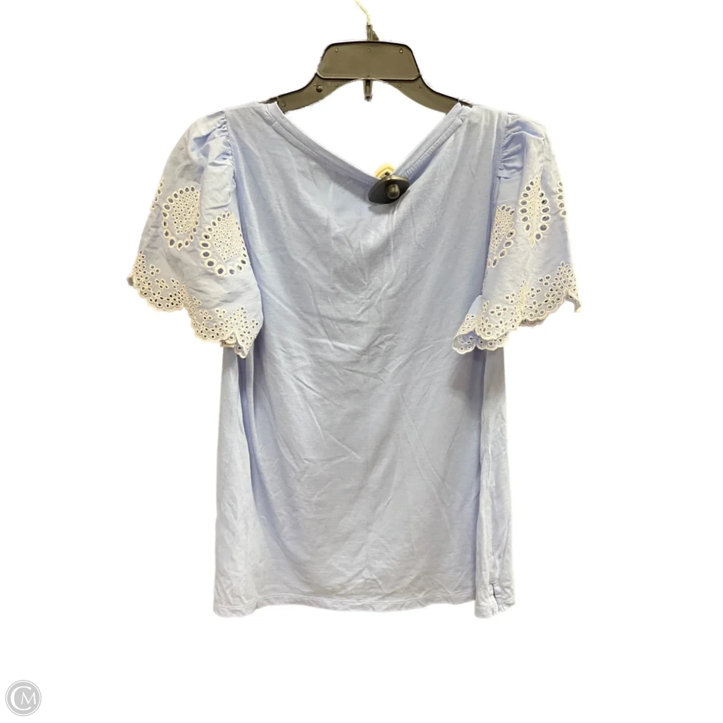 Top Short Sleeve By Talbots In Blue & White, Size: M
