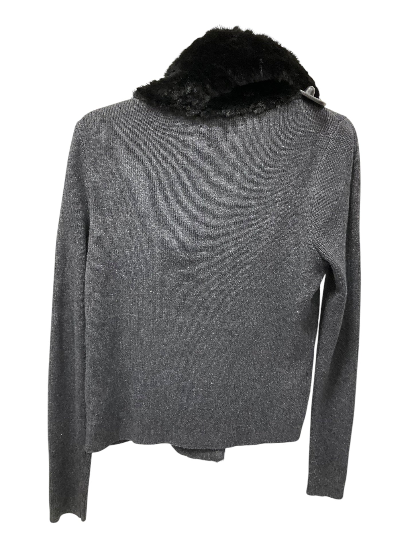 Sweater Cardigan By Loft In Black & Grey, Size: M