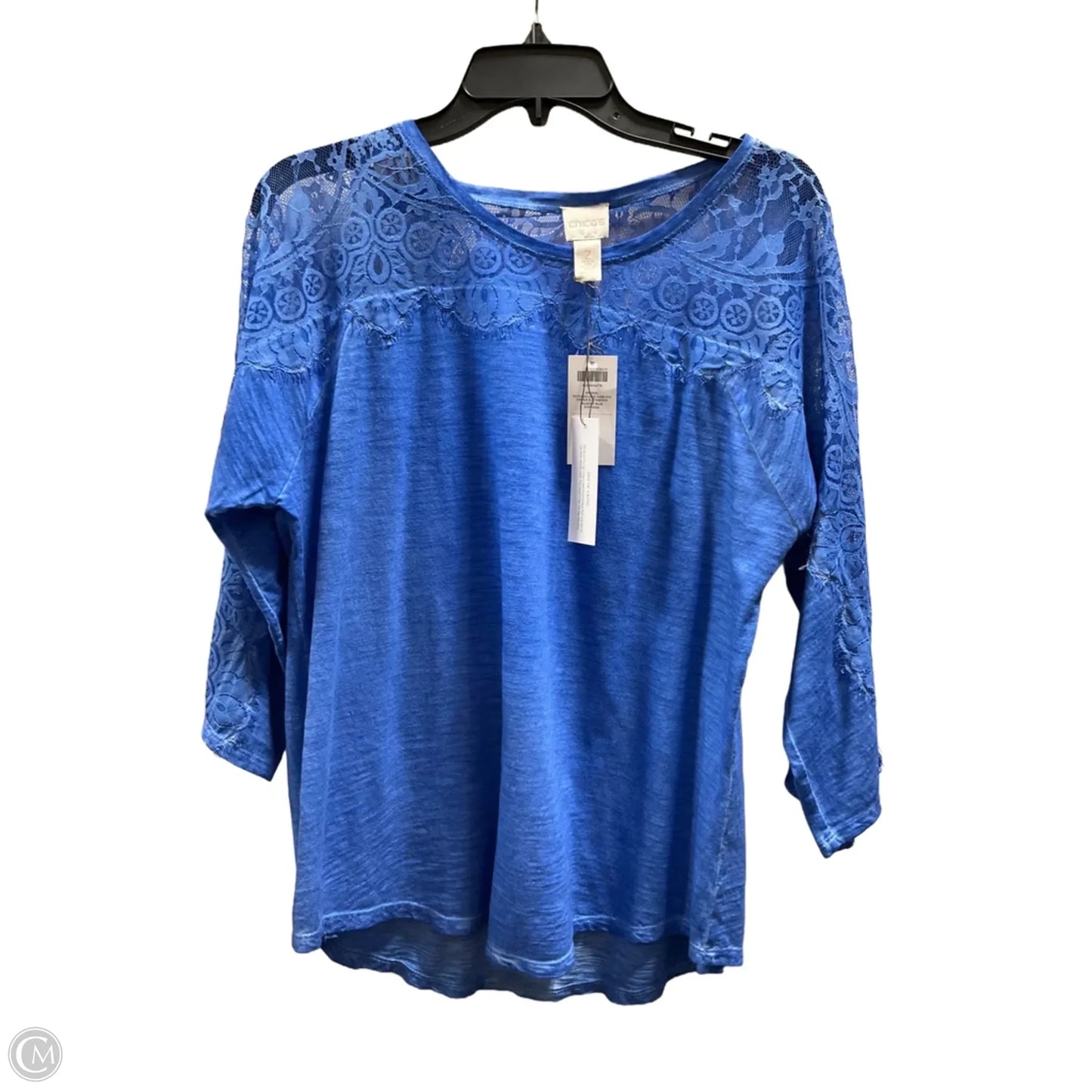 Top 3/4 Sleeve By Chicos In Blue, Size: L