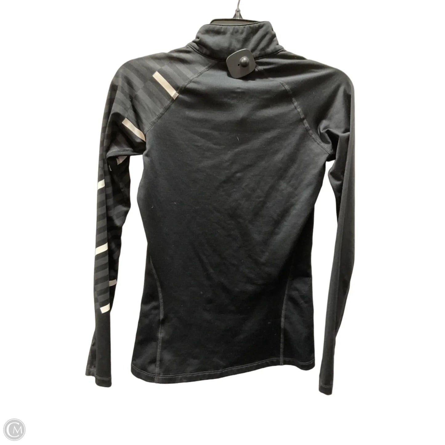 Athletic Top Long Sleeve Collar By Nike In Black, Size: S