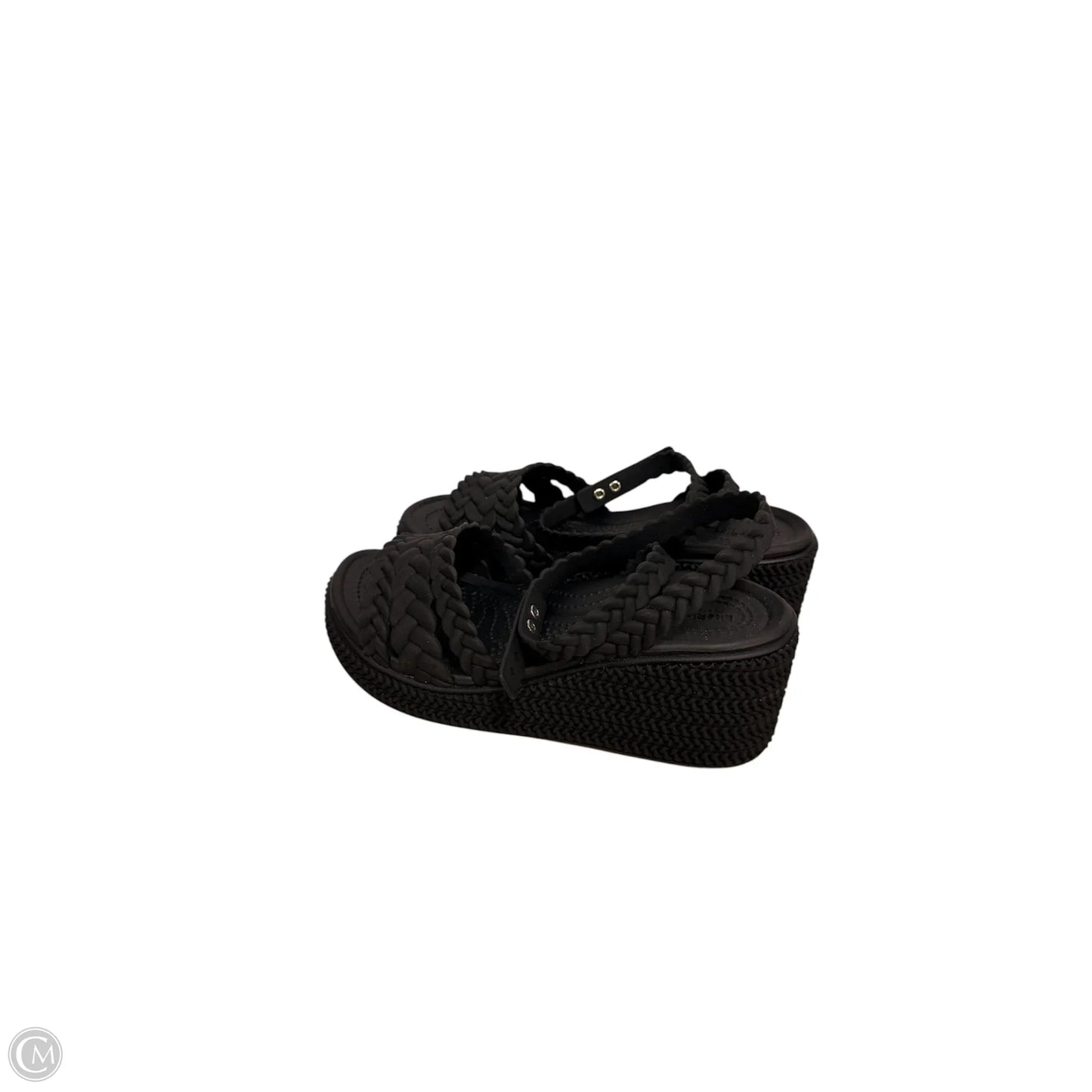 Sandals Heels Platform By Crocs In Black, Size: 7