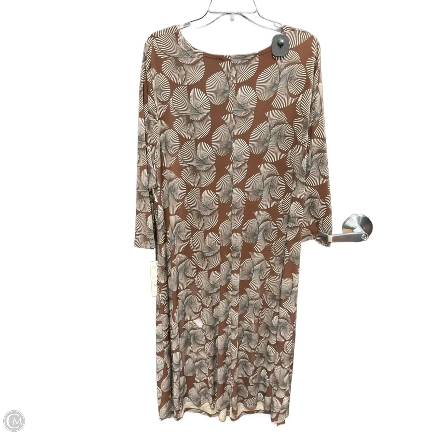 Dress Casual Midi By Elementz In Brown & Cream, Size: 3x