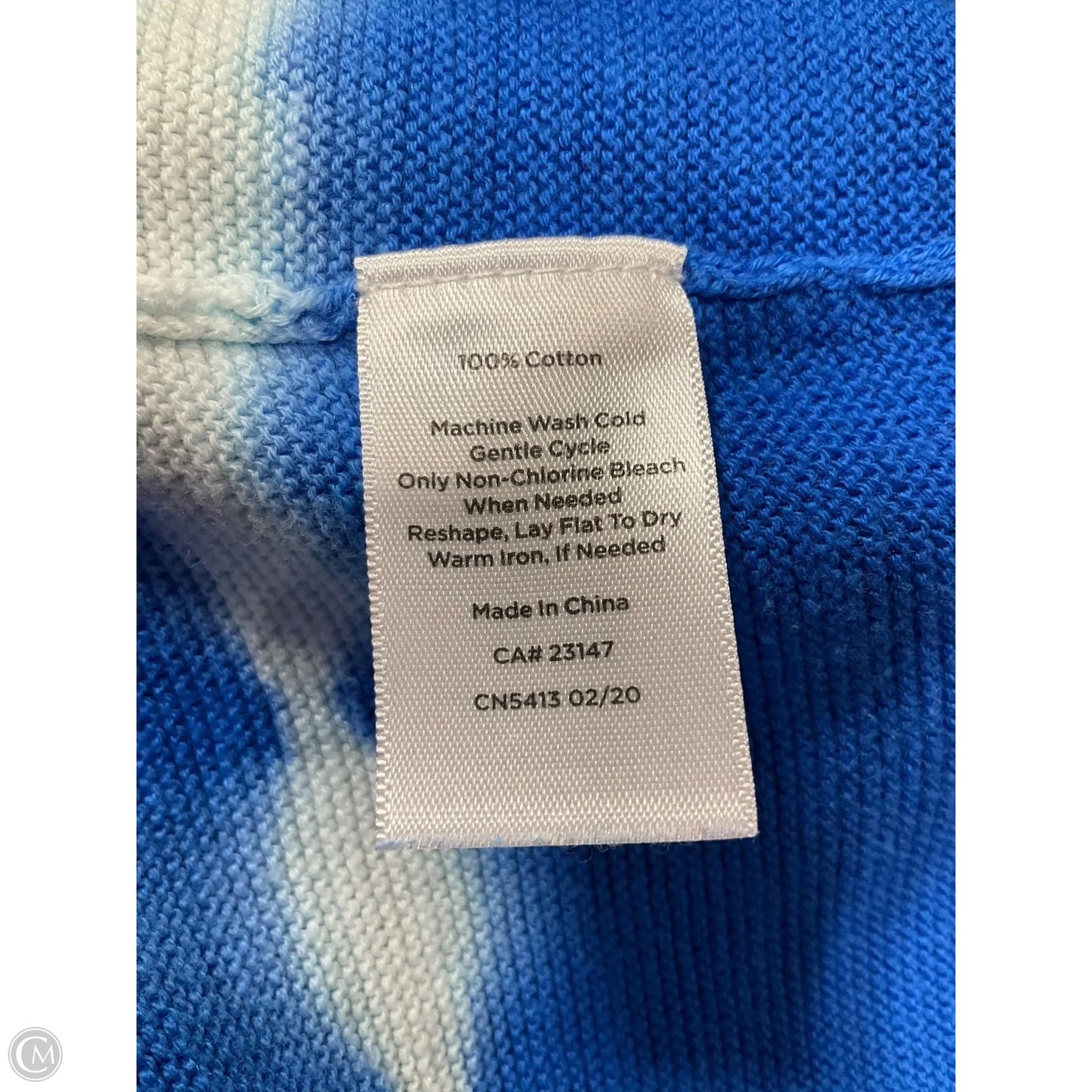 Sweater Short Sleeve By Talbots In Blue & White, Size: 2x