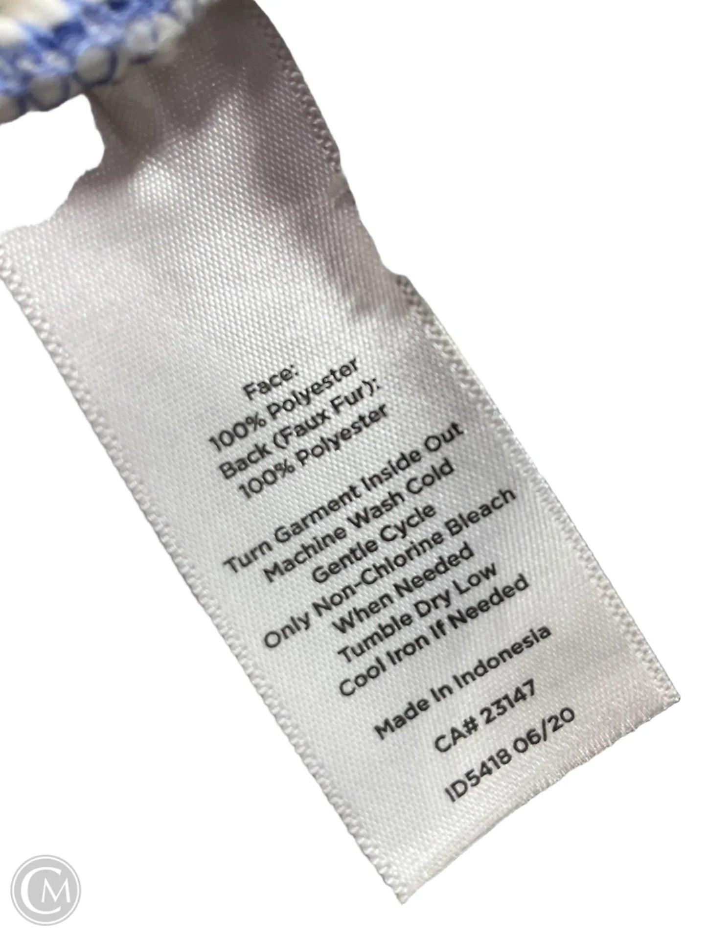 Jacket Fleece By Talbots In Blue & Cream, Size: L