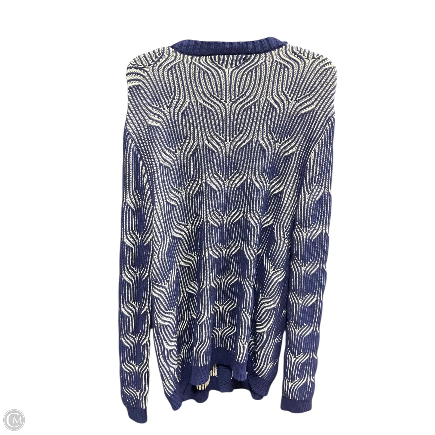 Sweater Cardigan By Inc In Blue & White, Size: Xl