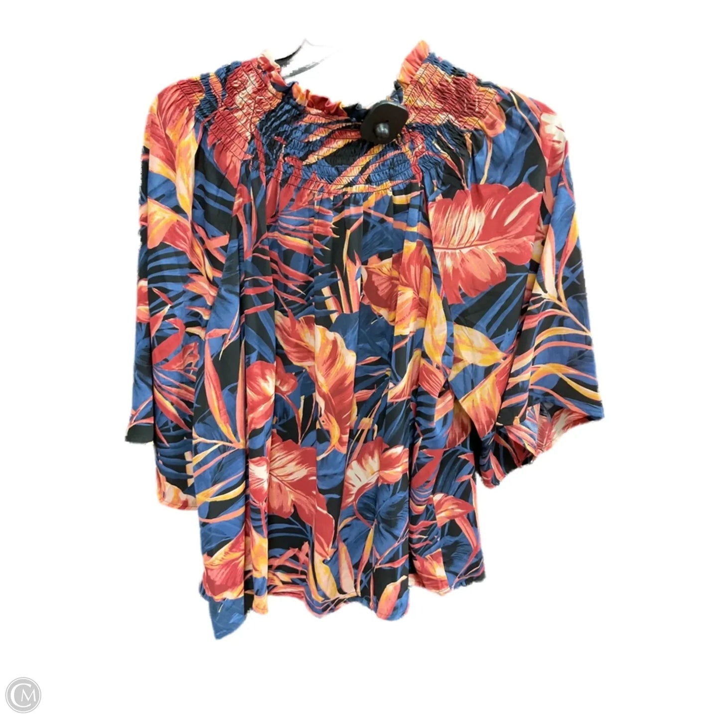 Top Long Sleeve By Investments In Blue & Red, Size: L