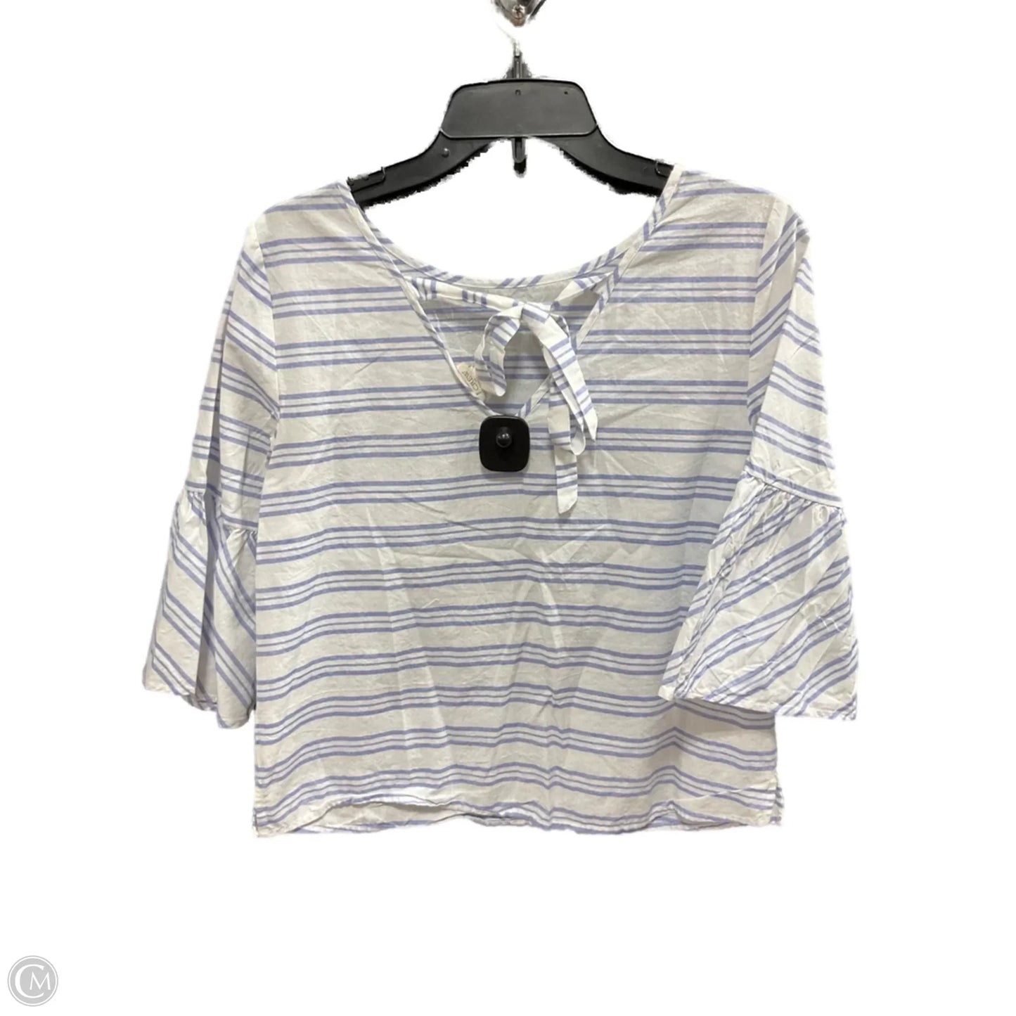 Top 3/4 Sleeve By J. Crew In Blue & White, Size: 4