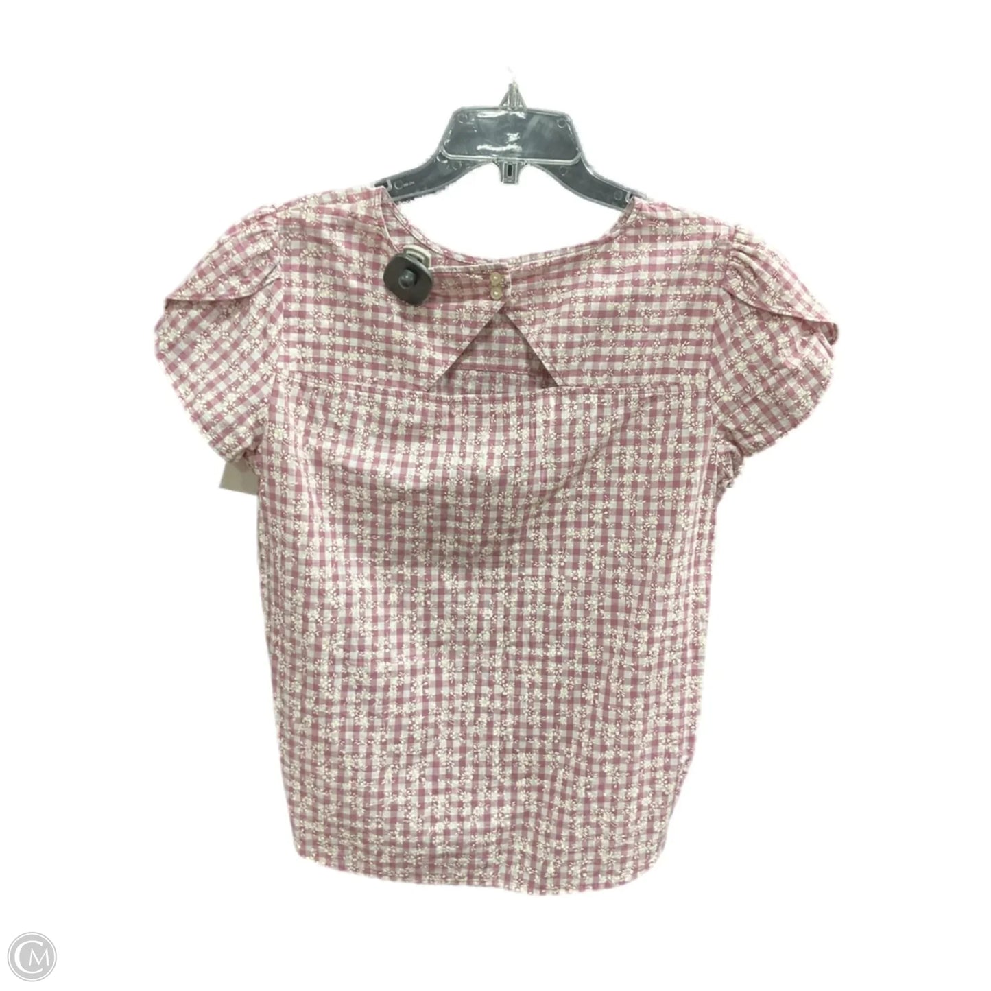 Top Short Sleeve By Loft In Pink & White, Size: M