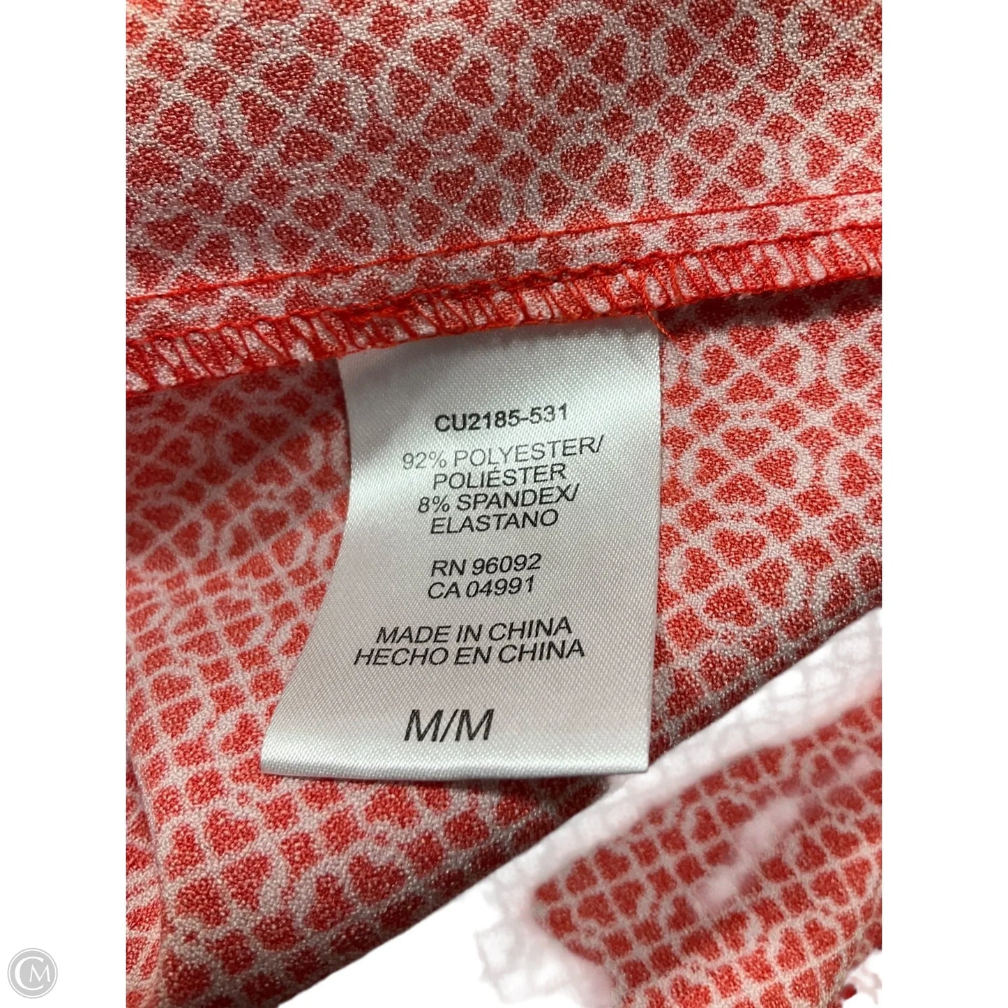 Top Short Sleeve By Hilary Radley In Red & White, Size: M