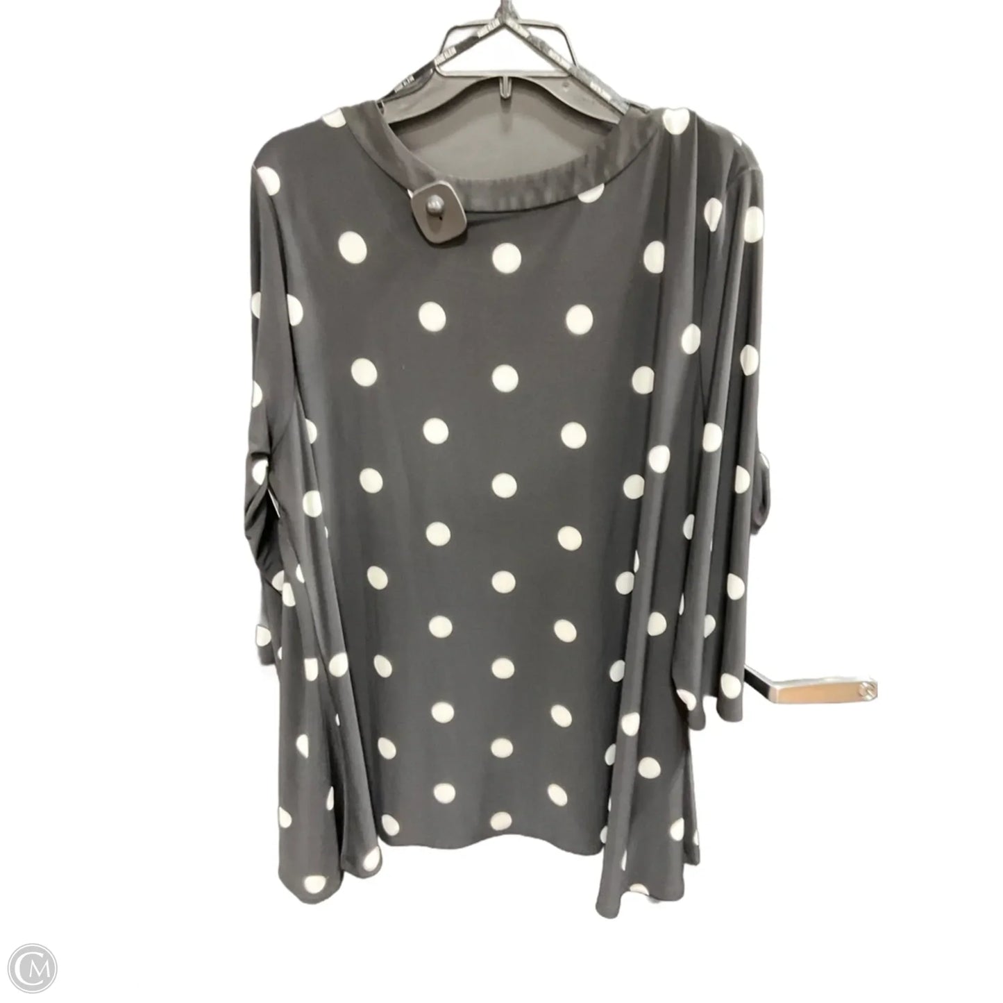 Top Long Sleeve By Anne Klein In Polkadot Pattern, Size: 2x