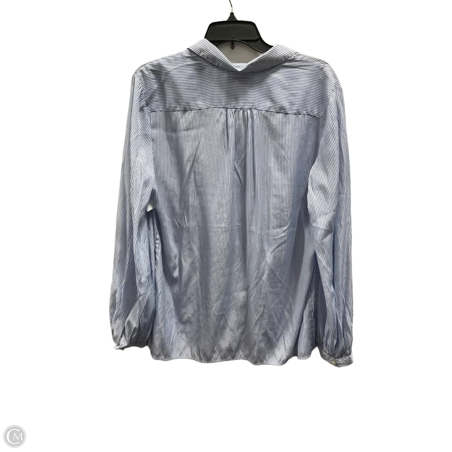Blouse Long Sleeve By Banana Republic In Blue & White, Size: L