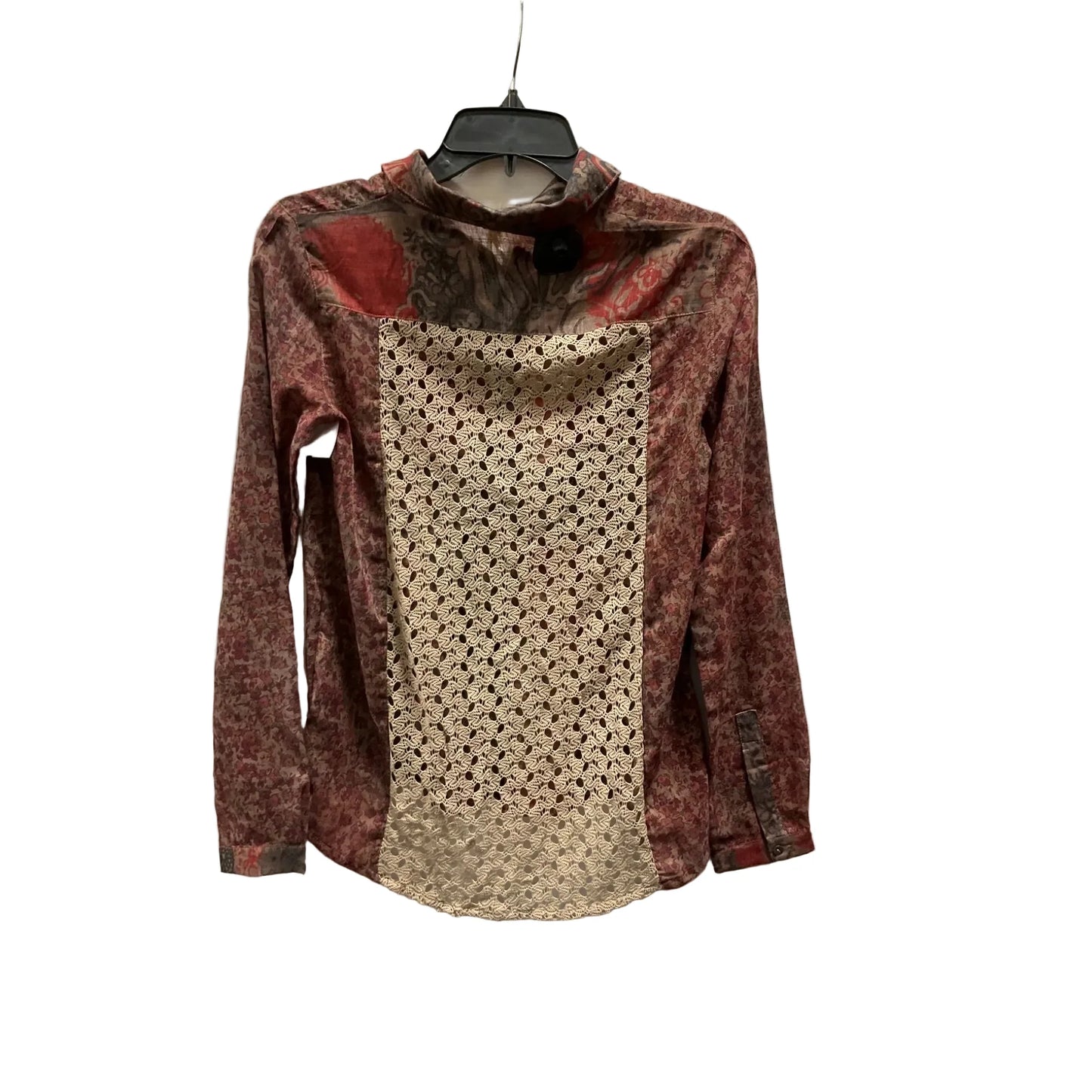 Blouse Long Sleeve By Mystree In Red & Tan, Size: S