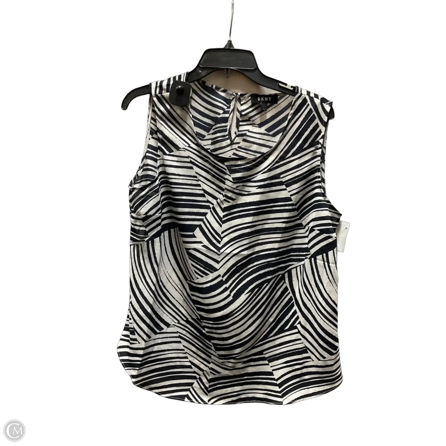 Top Sleeveless By Dkny In Blue & White, Size: L